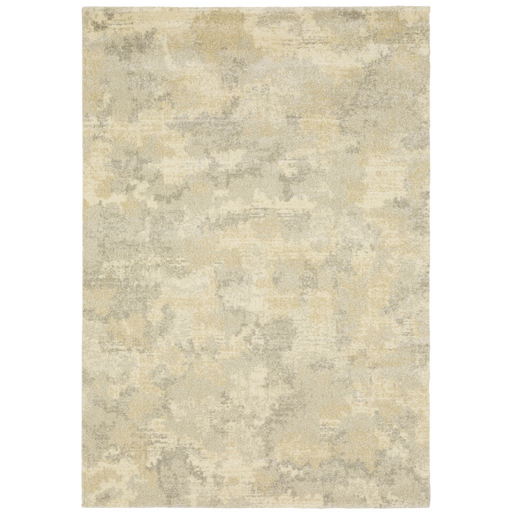 10' X 13' Grey Ivory Beige And Taupe Abstract Power Loom Stain Resistant Area Rug