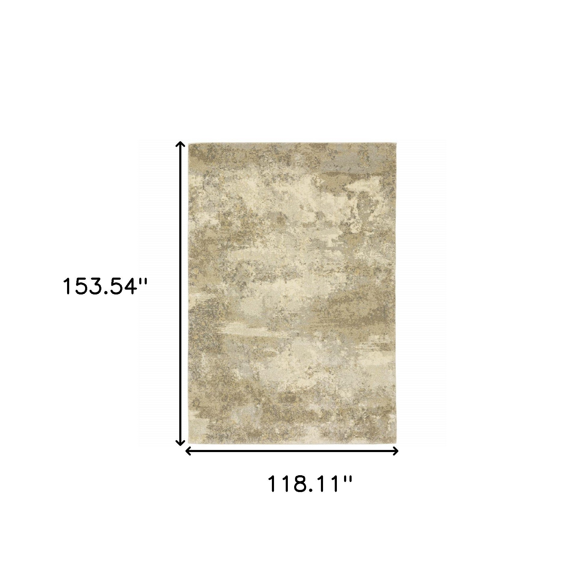 10' X 13' Beige Grey Tan And Gold Abstract Power Loom Stain Resistant Area Rug