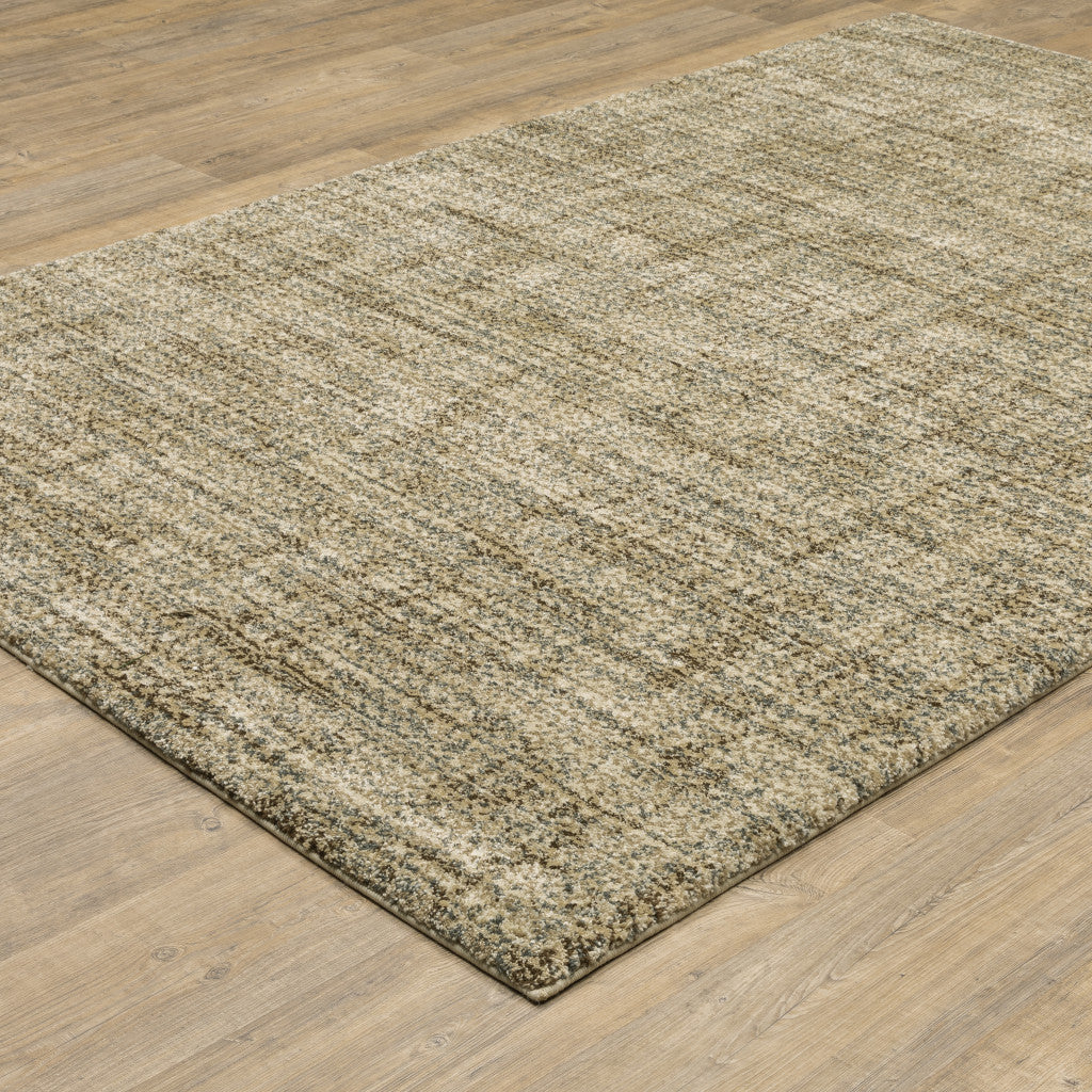 10' X 13' Beige Brown Tan And Blue Green Abstract Power Loom Stain Resistant Area Rug