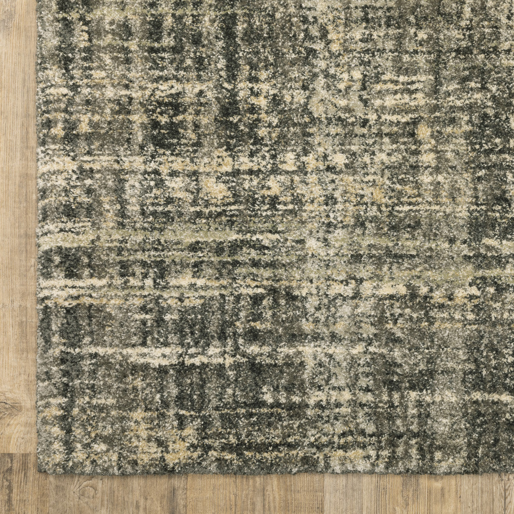 10' X 13' Charcoal Grey Beige And Tan Abstract Power Loom Stain Resistant Area Rug