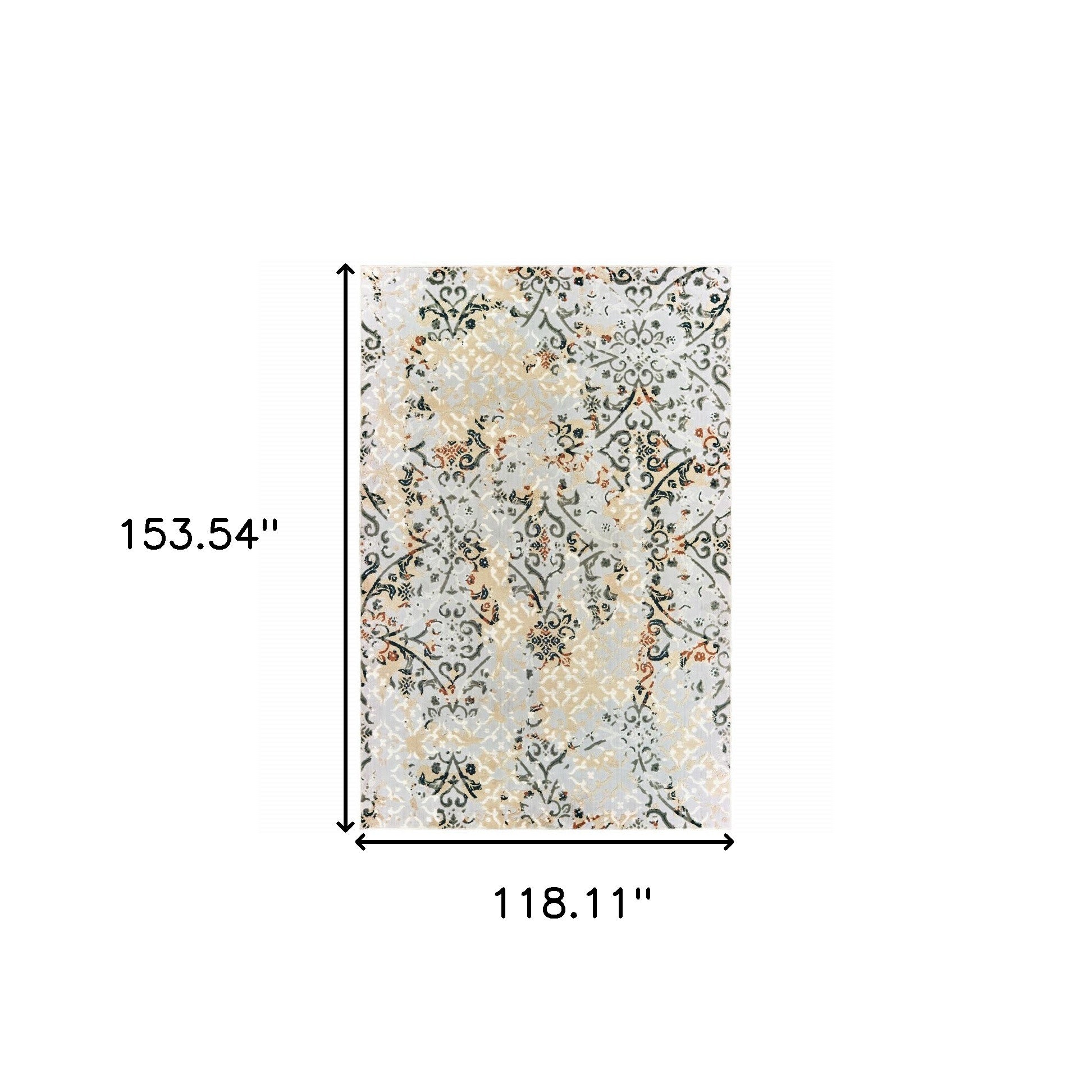 10' X 13' Grey And Gold Abstract Power Loom Stain Resistant Area Rug