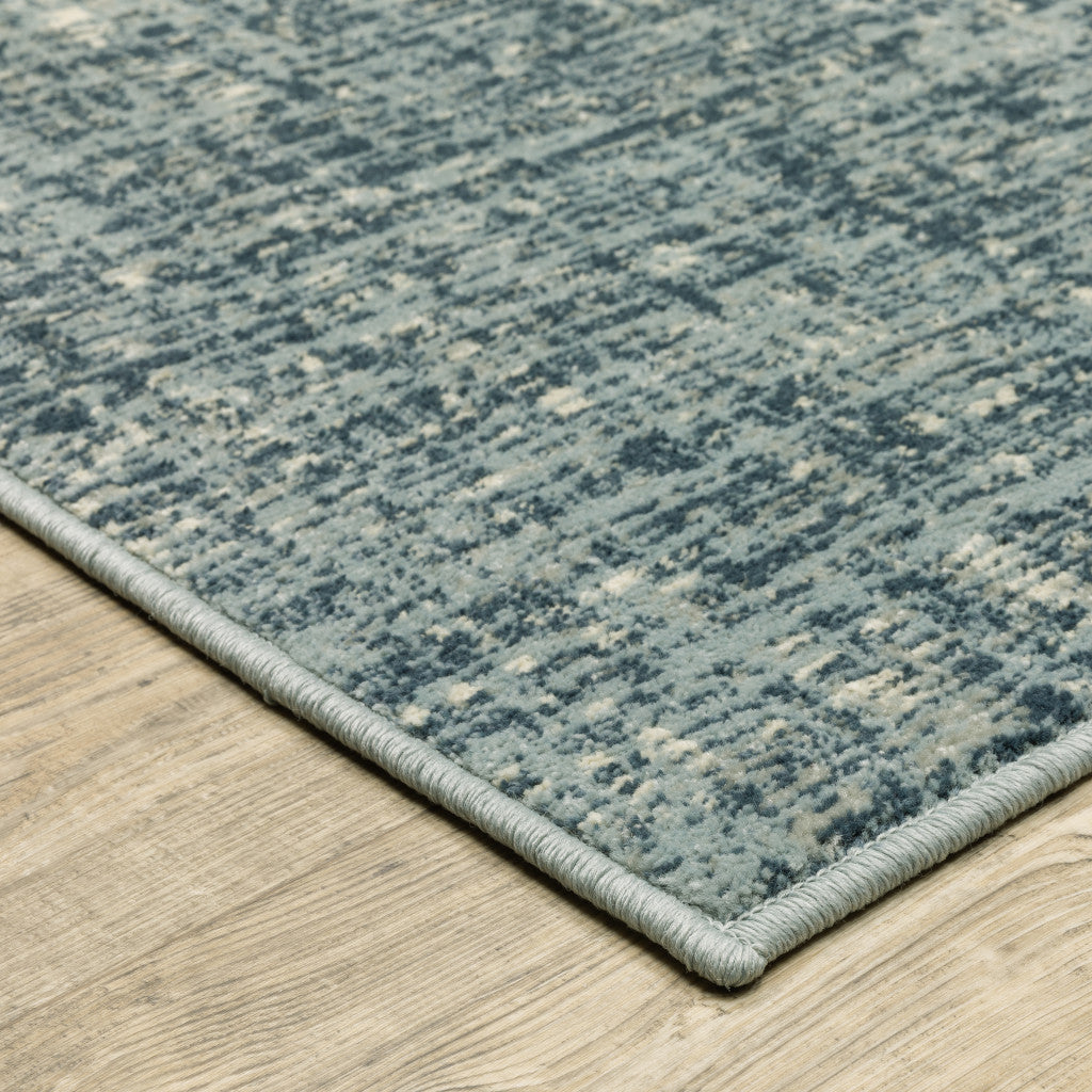 10' X 13' Dark Blue Light Blue Grey Ivory And Beige Abstract Power Loom Stain Resistant Area Rug