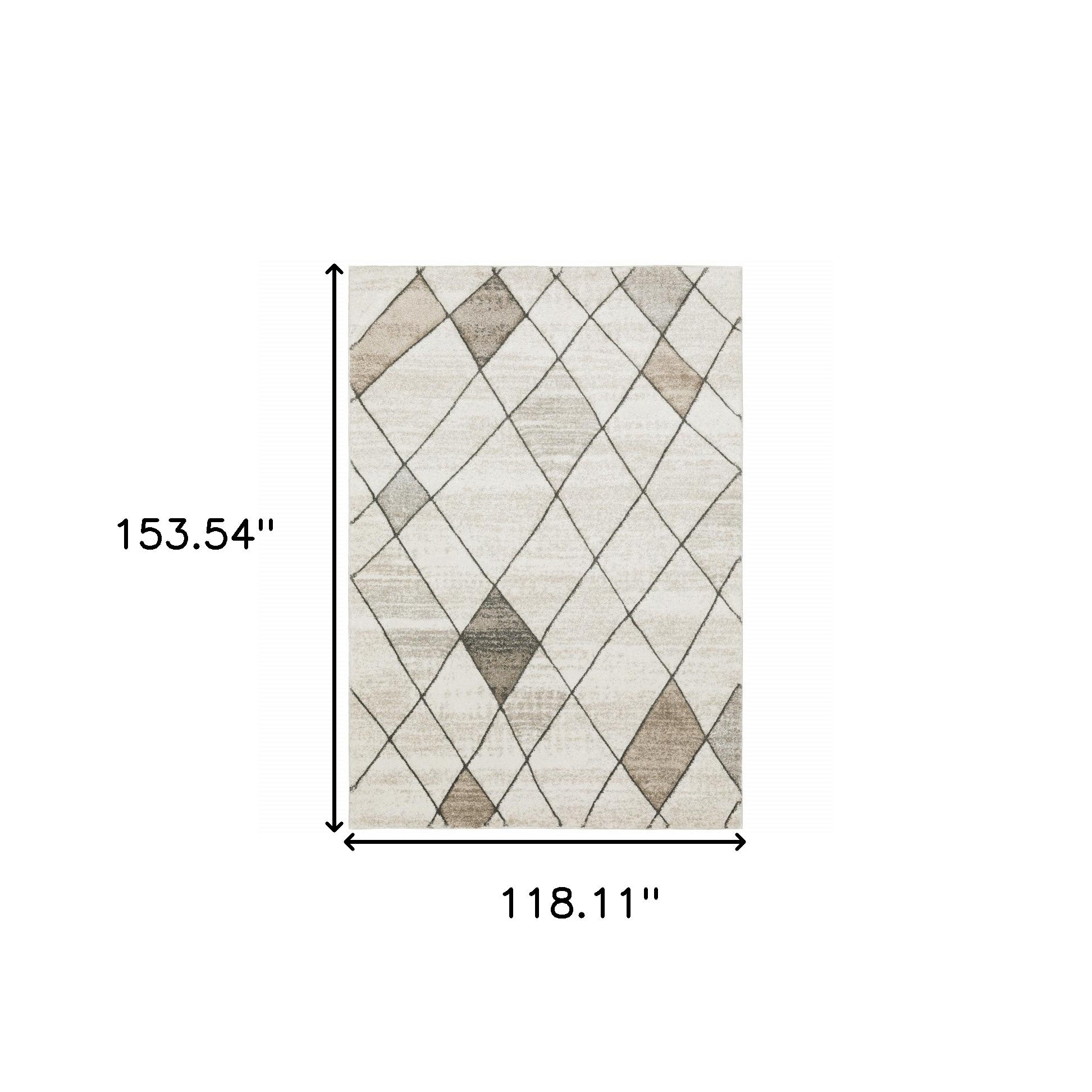 10' X 13' Beige Grey Tan And Brown Geometric Power Loom Stain Resistant Area Rug