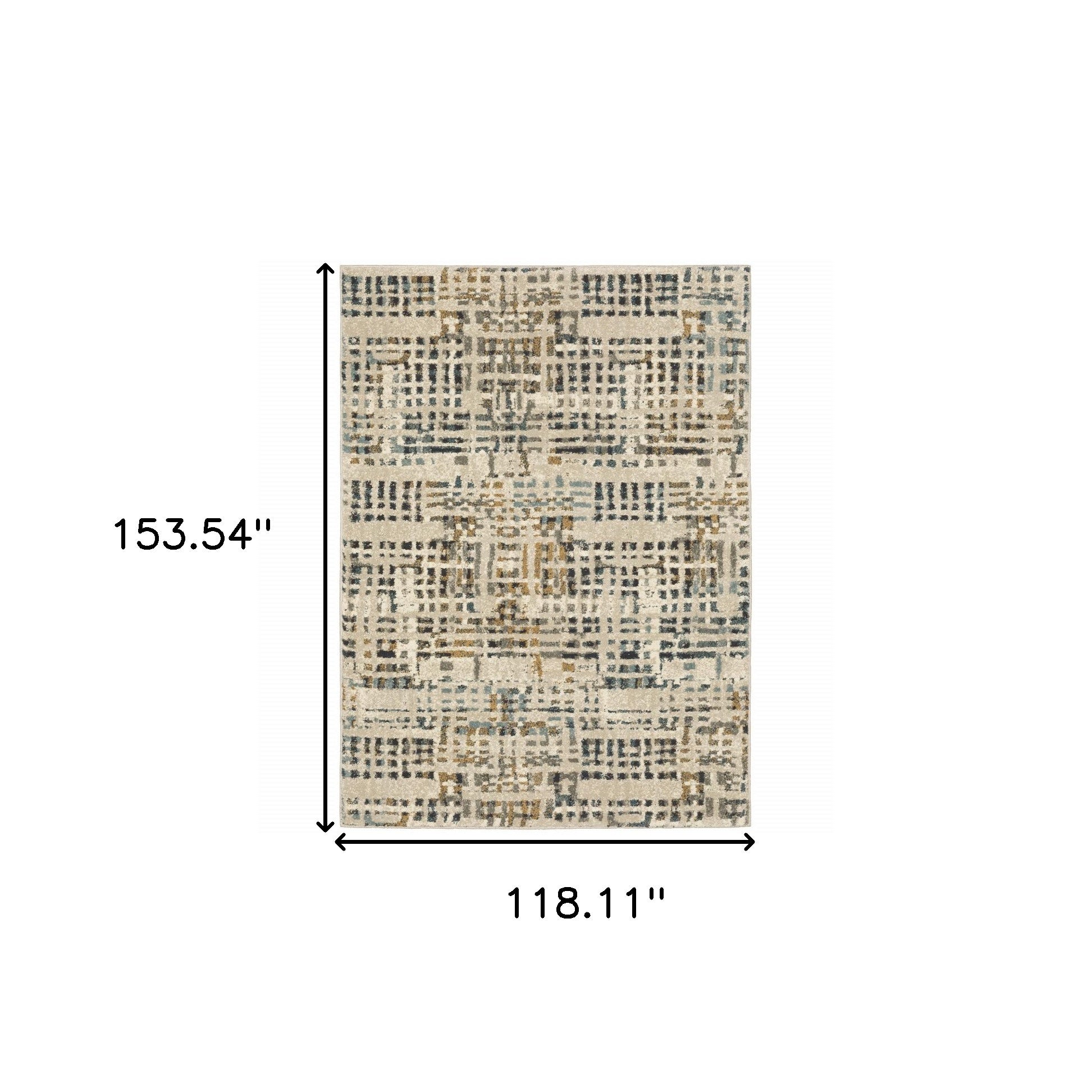 10' X 13' Beige Grey Blues Orange Yellow And Ivory Abstract Power Loom Stain Resistant Area Rug