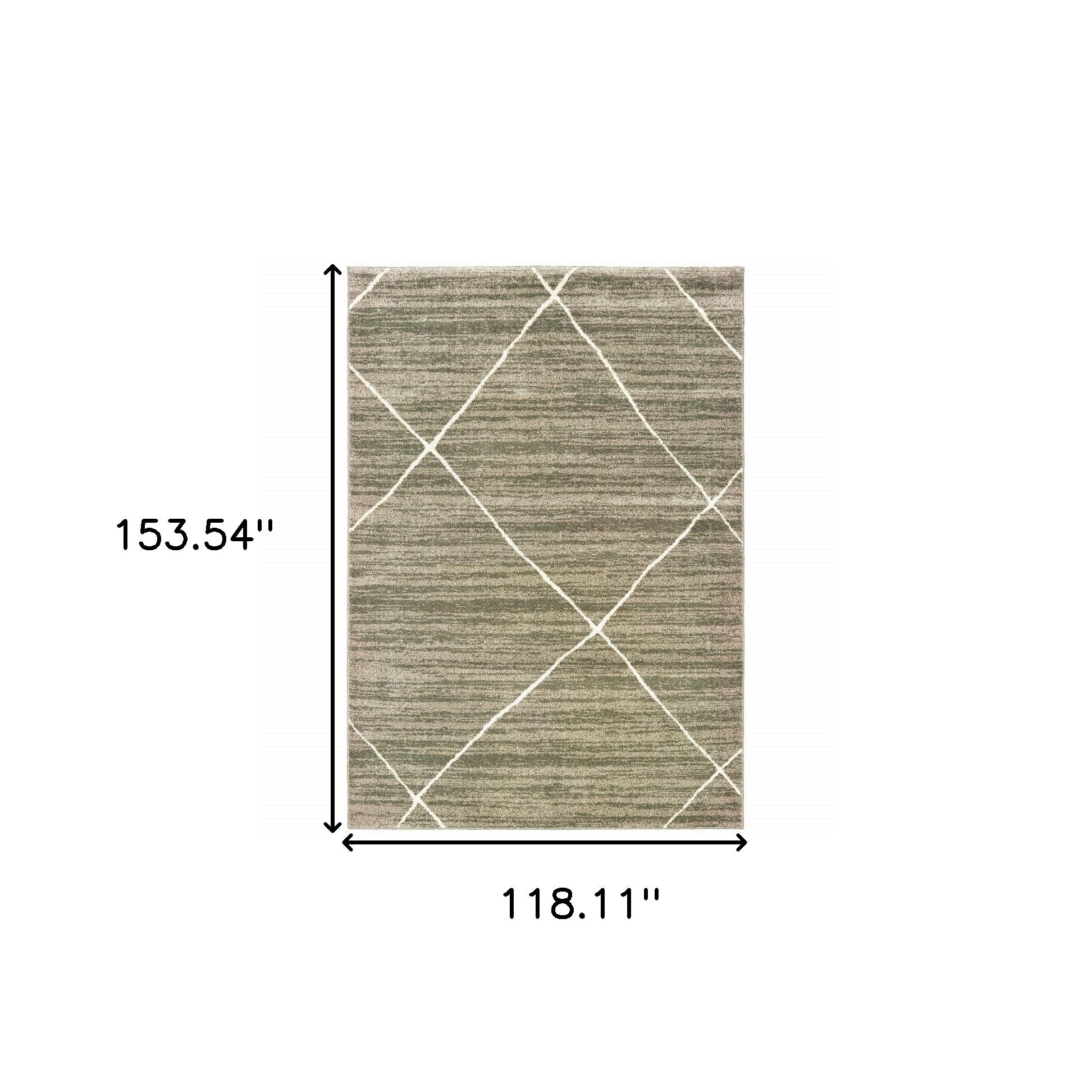 10' X 13' Grey And Ivory Geometric Power Loom Stain Resistant Area Rug