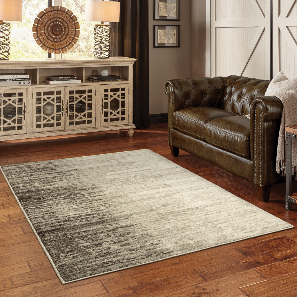 10' X 13' Beige And Grey Abstract Power Loom Stain Resistant Area Rug