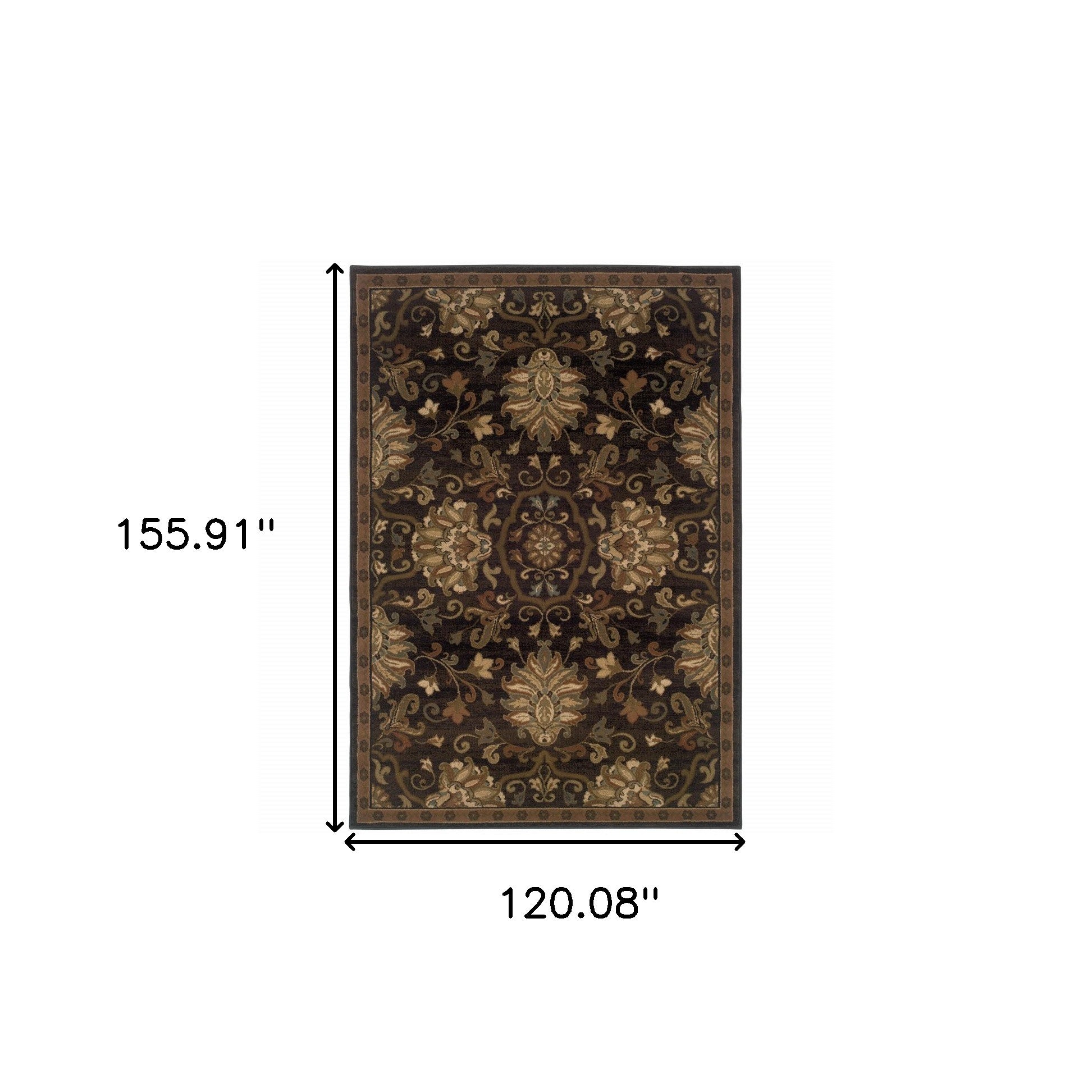 10' X 13' Brown Beige Blue And Red Oriental Power Loom Stain Resistant Area Rug