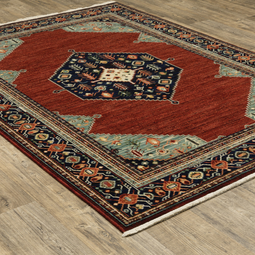 10' x 13' Red and Black Oriental Power Loom Area Rug