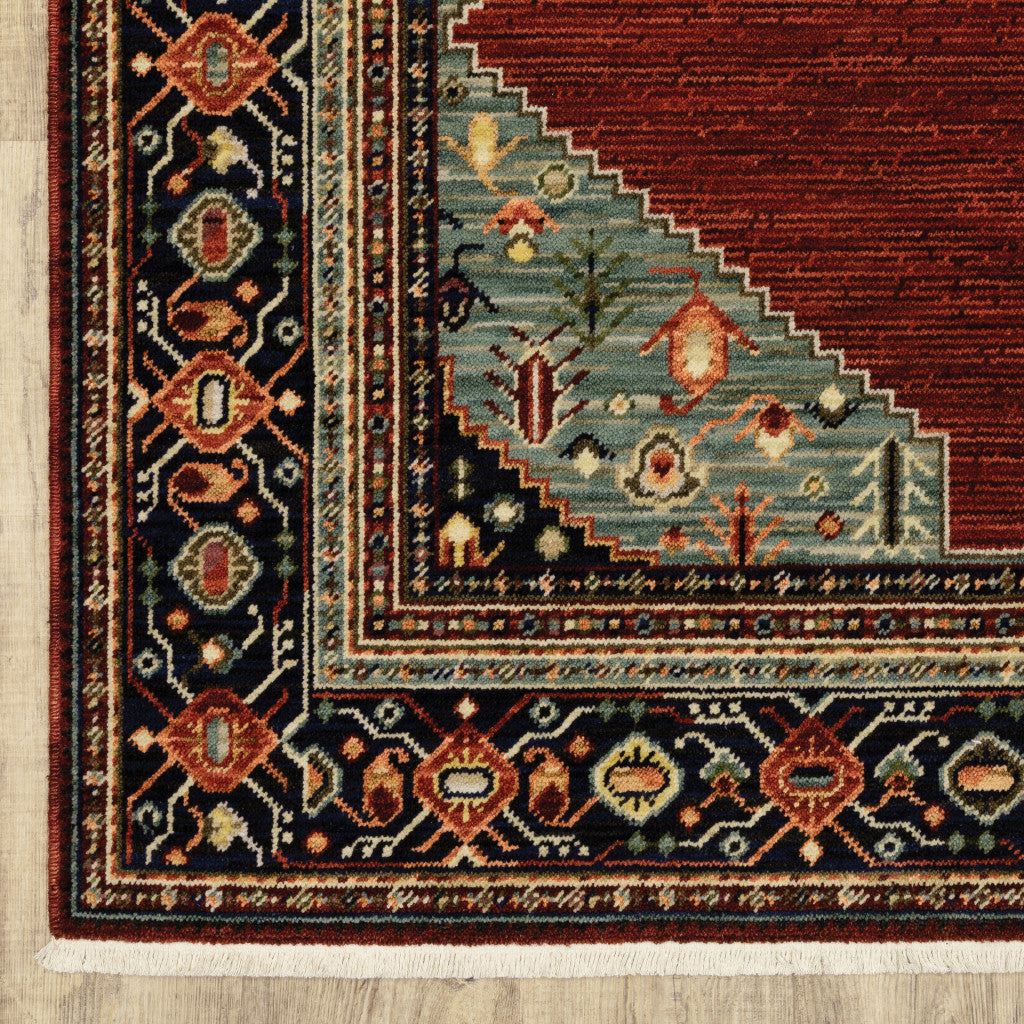 10' x 13' Red and Black Oriental Power Loom Area Rug