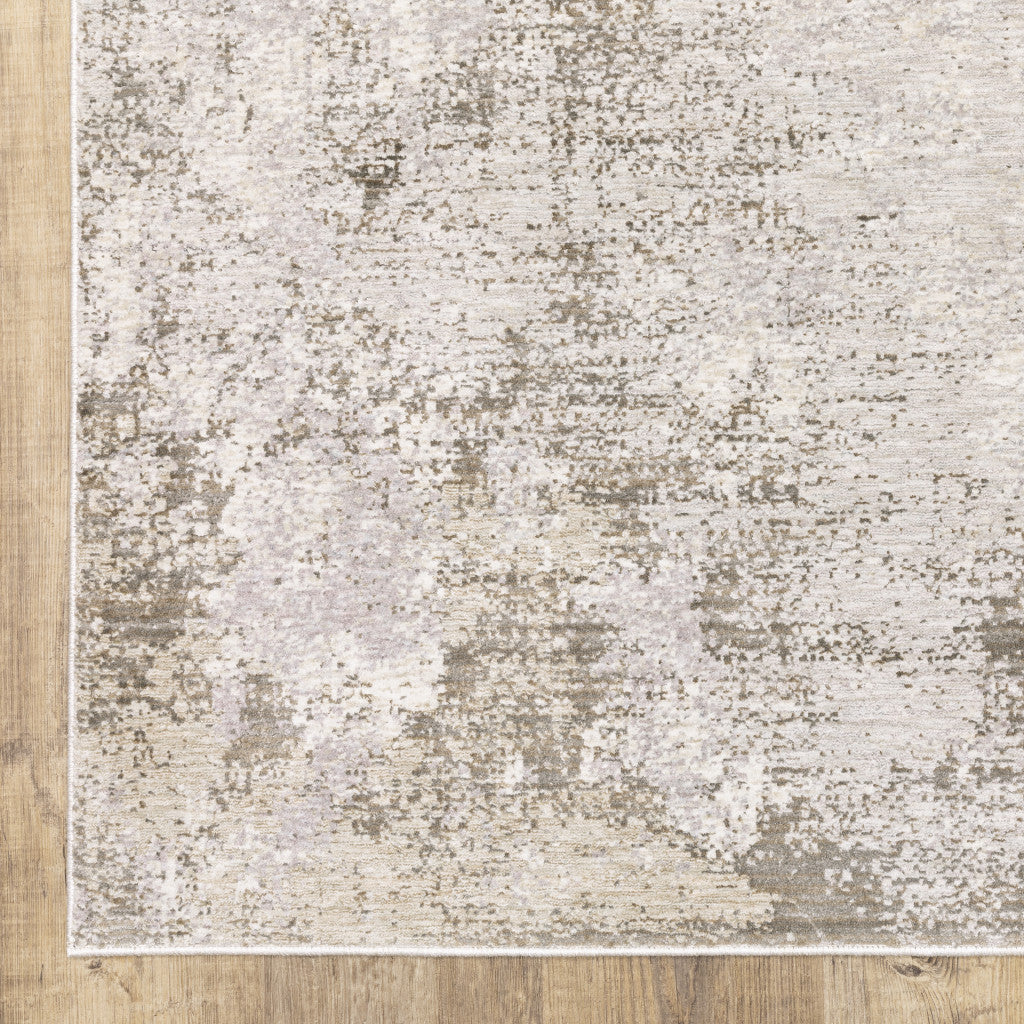 10' X 13' Beige Ivory Tan Grey And Brown Abstract Power Loom Stain Resistant Area Rug