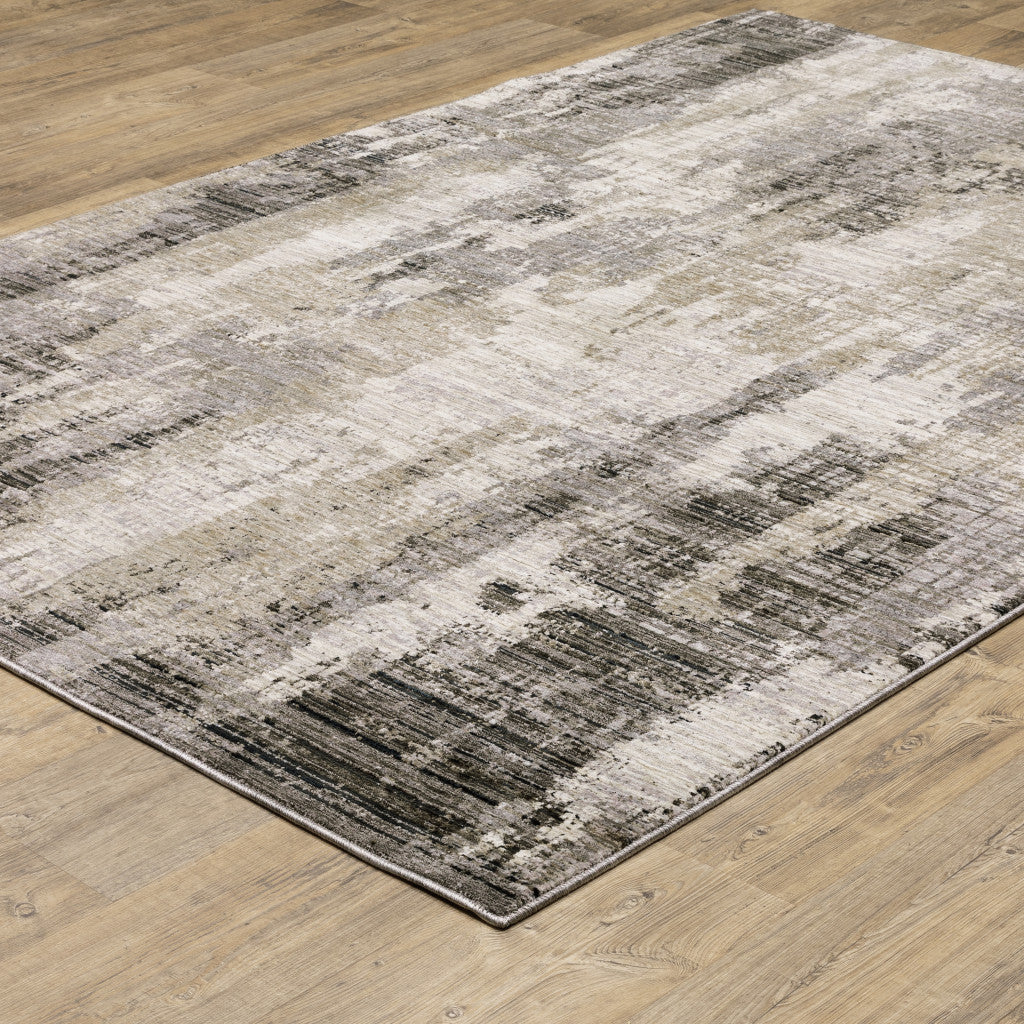 10' X 13' Gray And Ivory Abstract Power Loom Area Rug