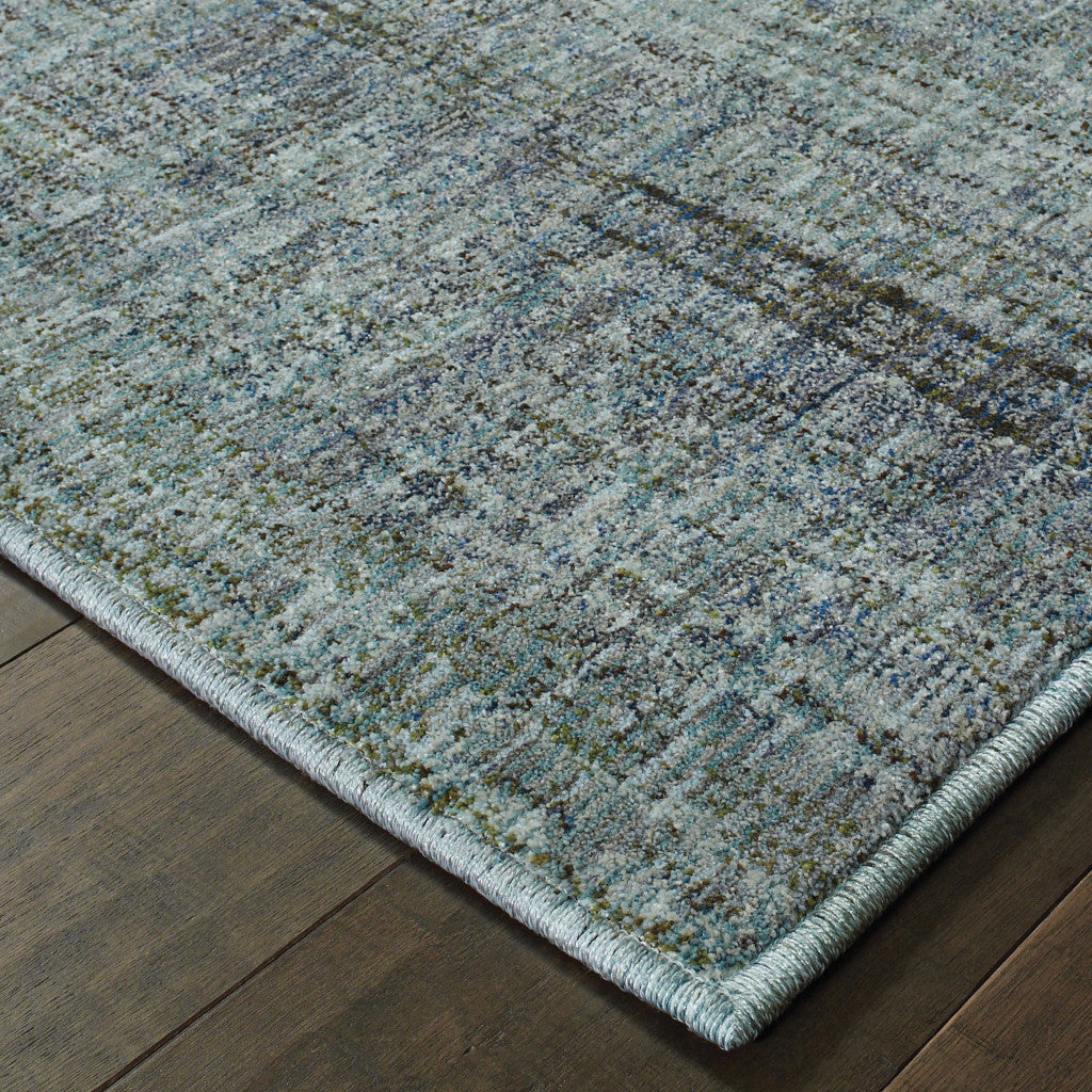 10' X 13' Blue Grey Silver And Green Power Loom Stain Resistant Area Rug