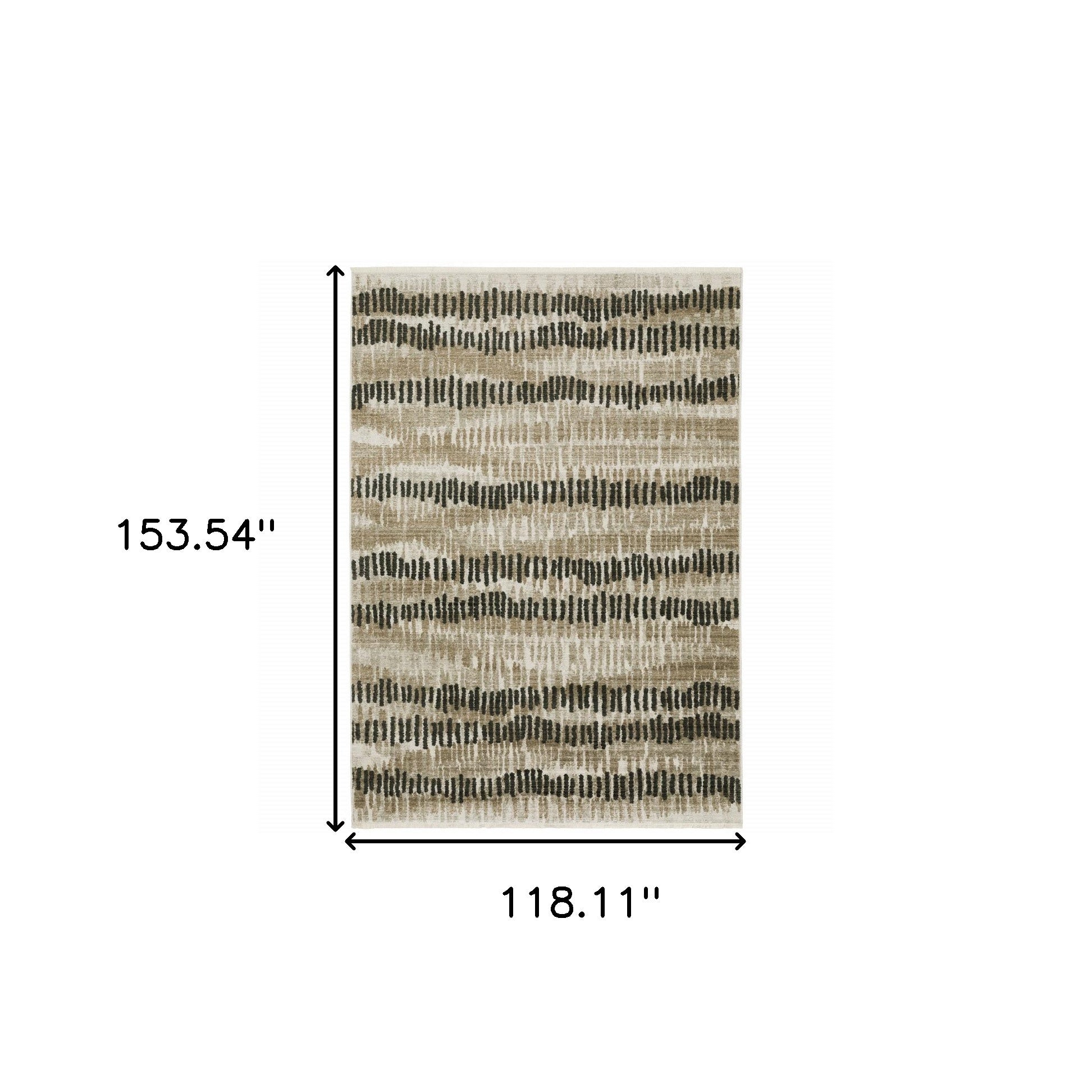 10' X 13' Beige Ivory Charcoal Brown Tan And Grey Abstract Power Loom Stain Resistant Area Rug With Fringe