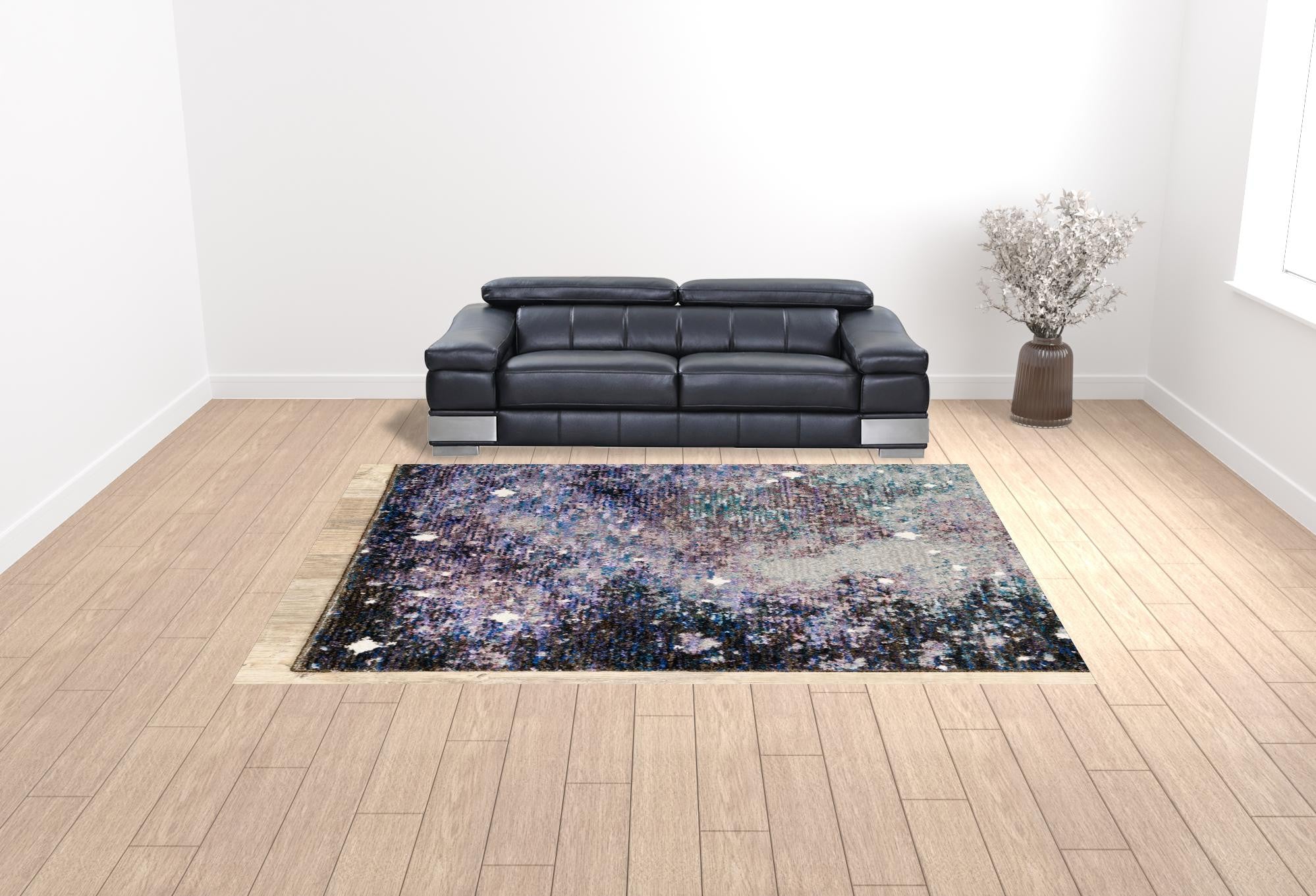 10' X 13' Purple Teal And Brown Abstract Power Loom Stain Resistant Area Rug