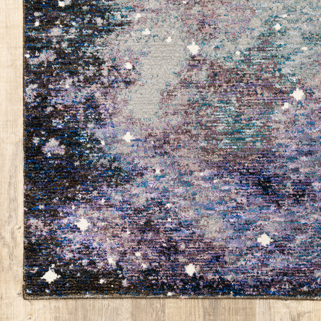 10' X 13' Purple Teal And Brown Abstract Power Loom Stain Resistant Area Rug