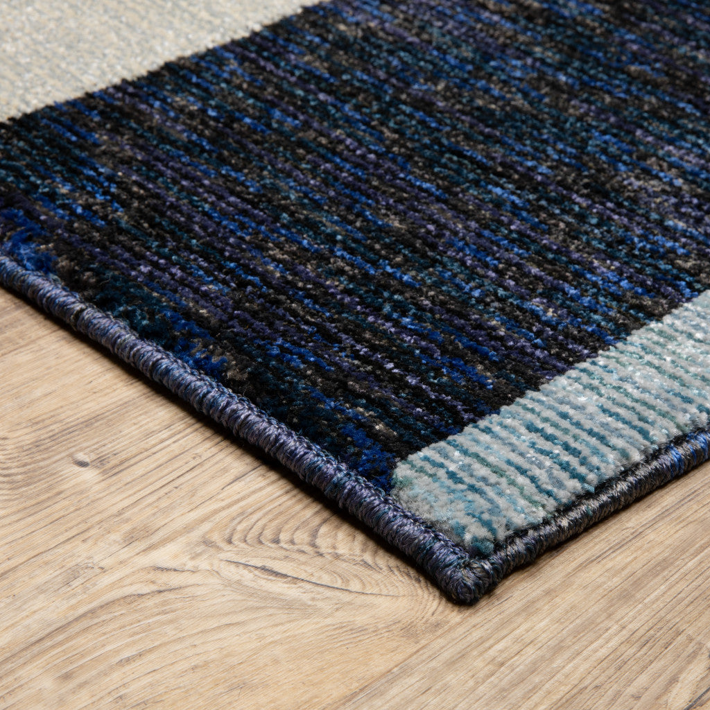 10' X 13' Blue And Gray Geometric Power Loom Area Rug