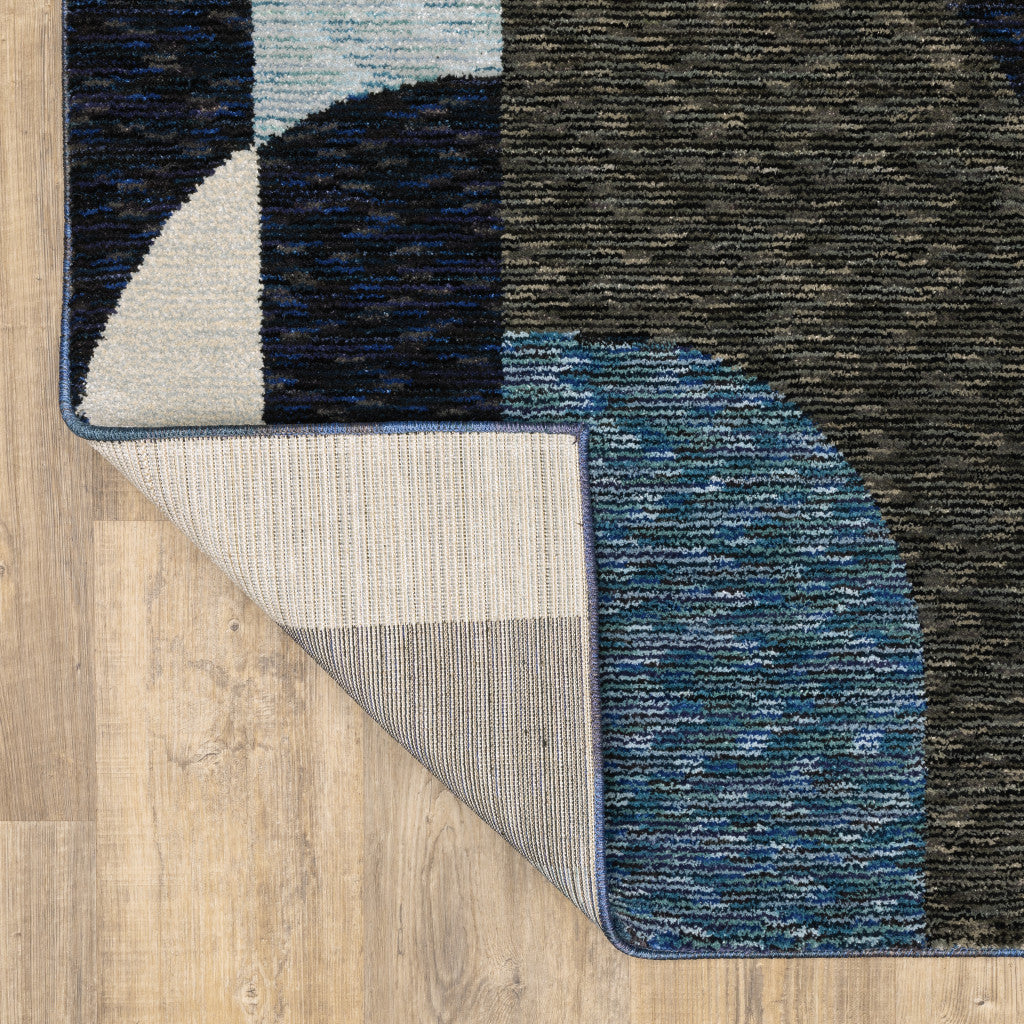 10' X 13' Blue And Gray Geometric Power Loom Area Rug