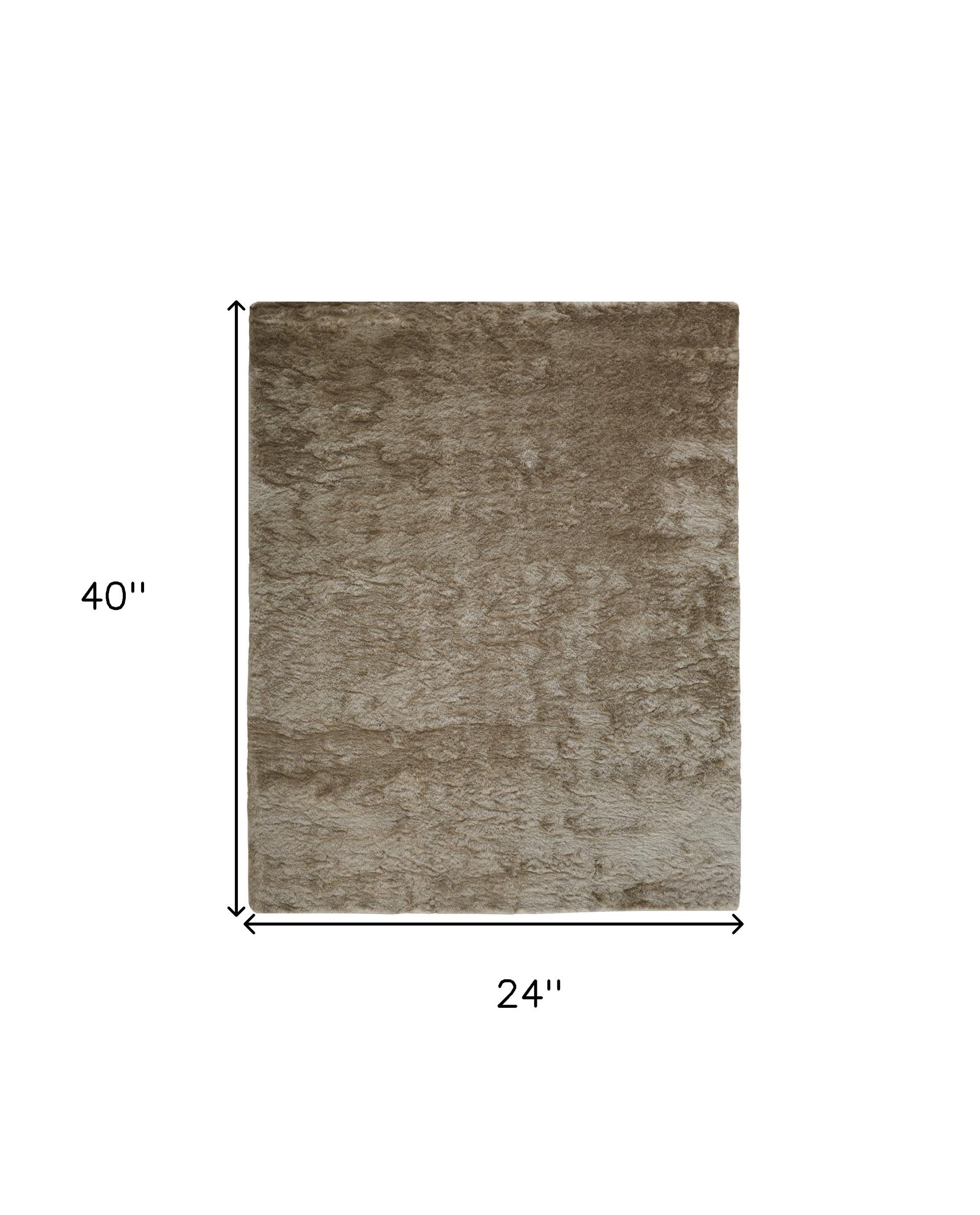 2' X 3' Tan And Taupe Shag Tufted Handmade Area Rug