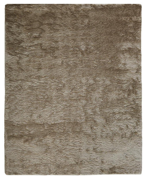 4' X 6' Tan And Taupe Shag Tufted Handmade Area Rug