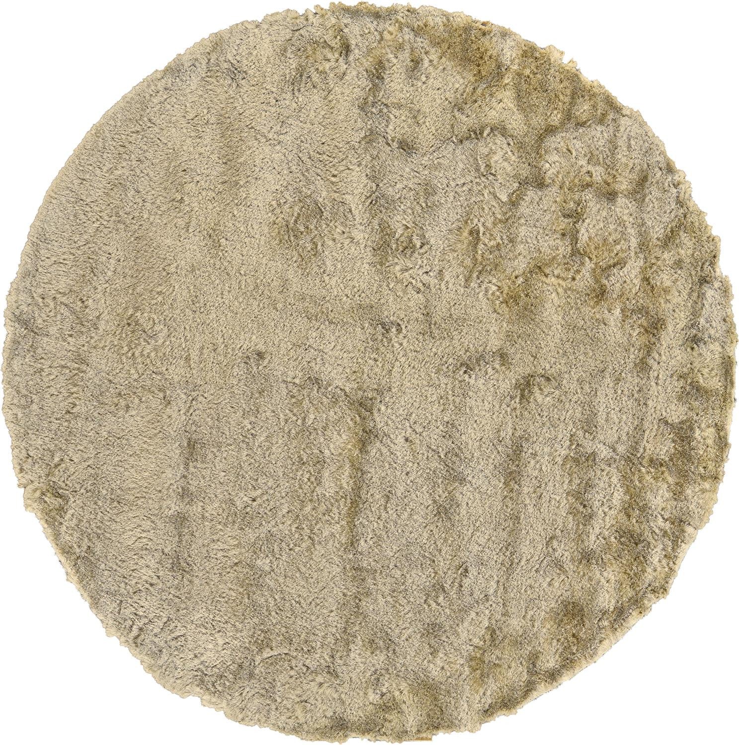 8' Tan And Taupe Round Shag Tufted Handmade Area Rug