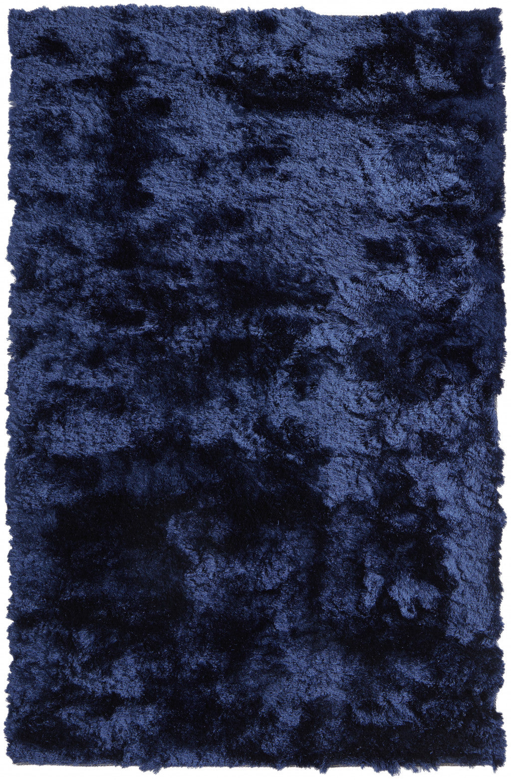 4' X 6' Blue And Black Shag Tufted Handmade Area Rug