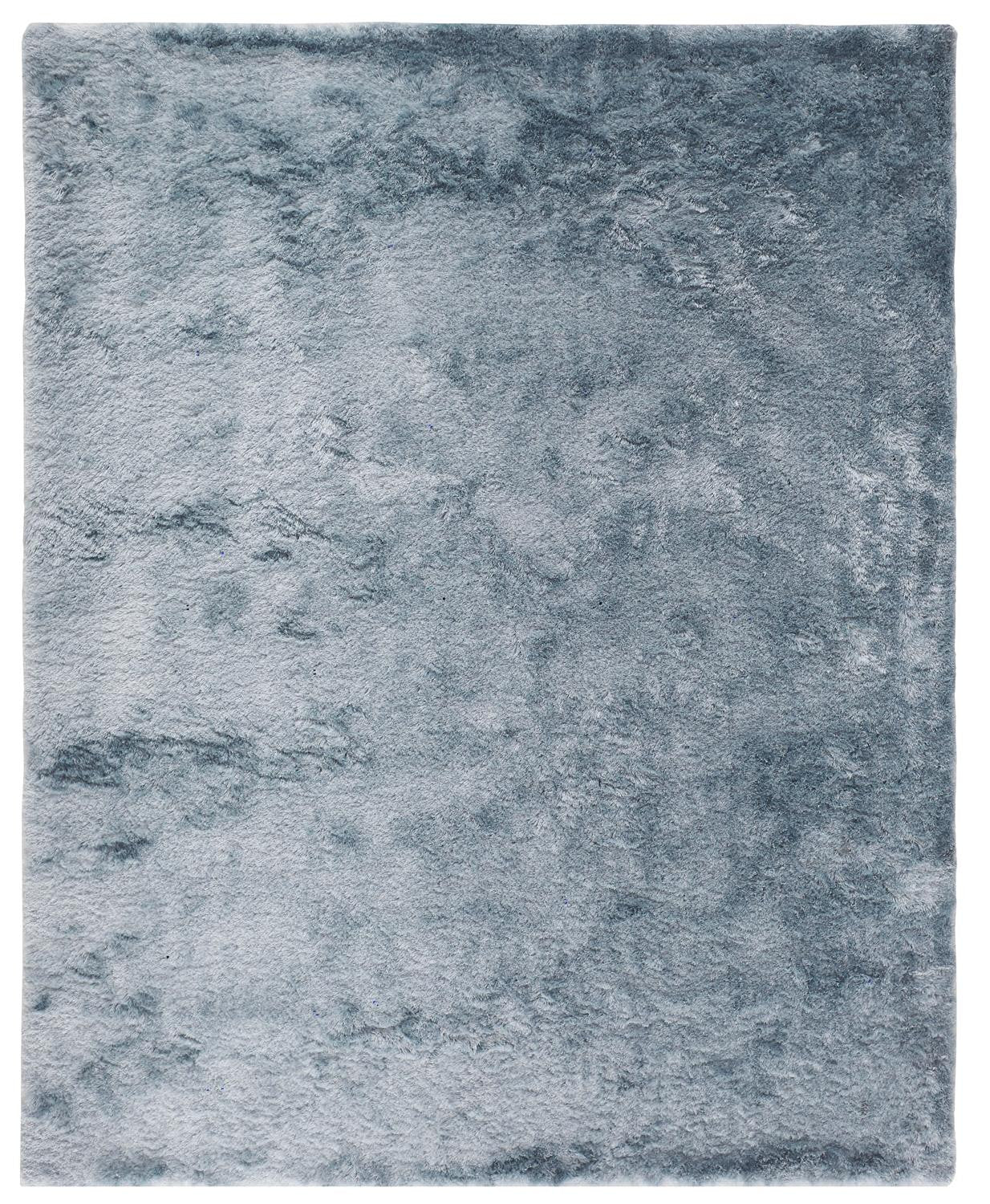 4' X 6' Blue And Silver Shag Tufted Handmade Area Rug