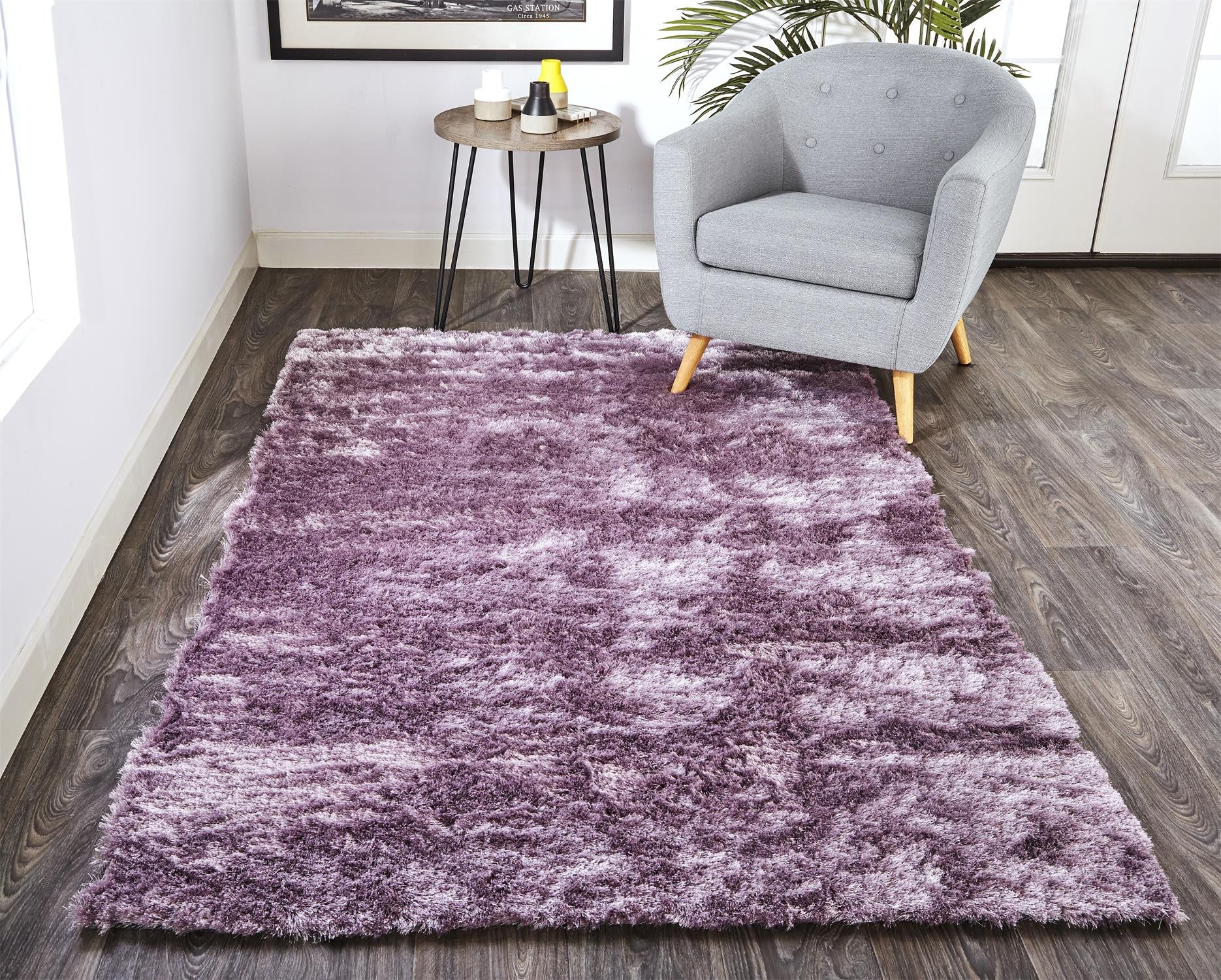 5' X 8' Purple Shag Tufted Handmade Area Rug