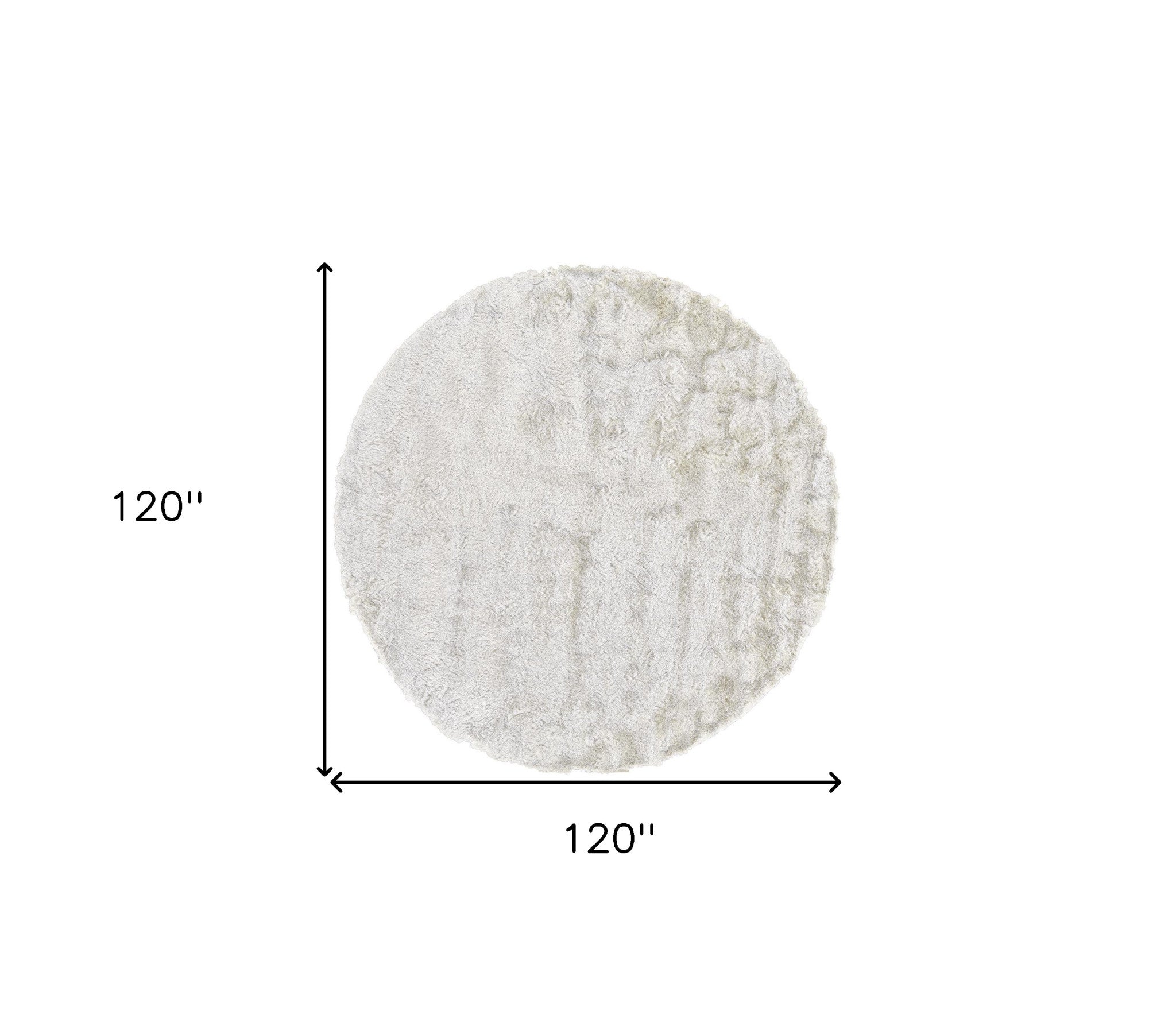 10' White Round Shag Tufted Handmade Area Rug