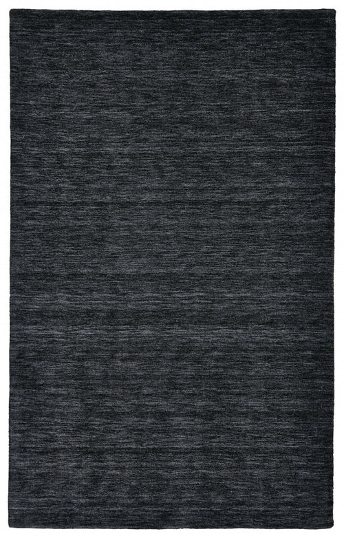 5' X 8' Black Wool Hand Woven Stain Resistant Area Rug