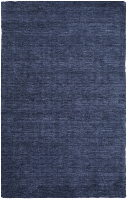 5' X 8' Blue Wool Hand Woven Stain Resistant Area Rug