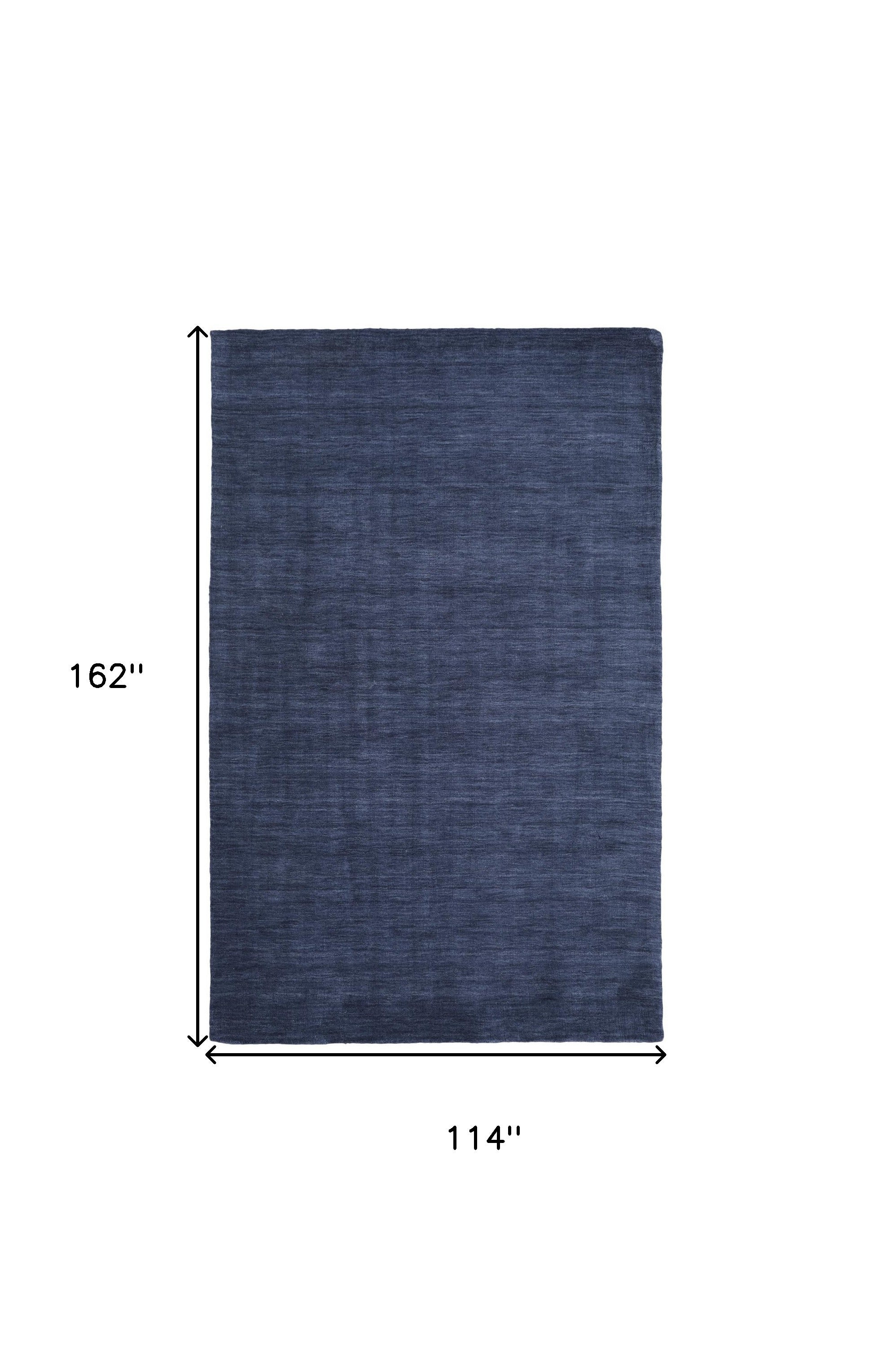 10' X 13' Blue Wool Hand Woven Stain Resistant Area Rug