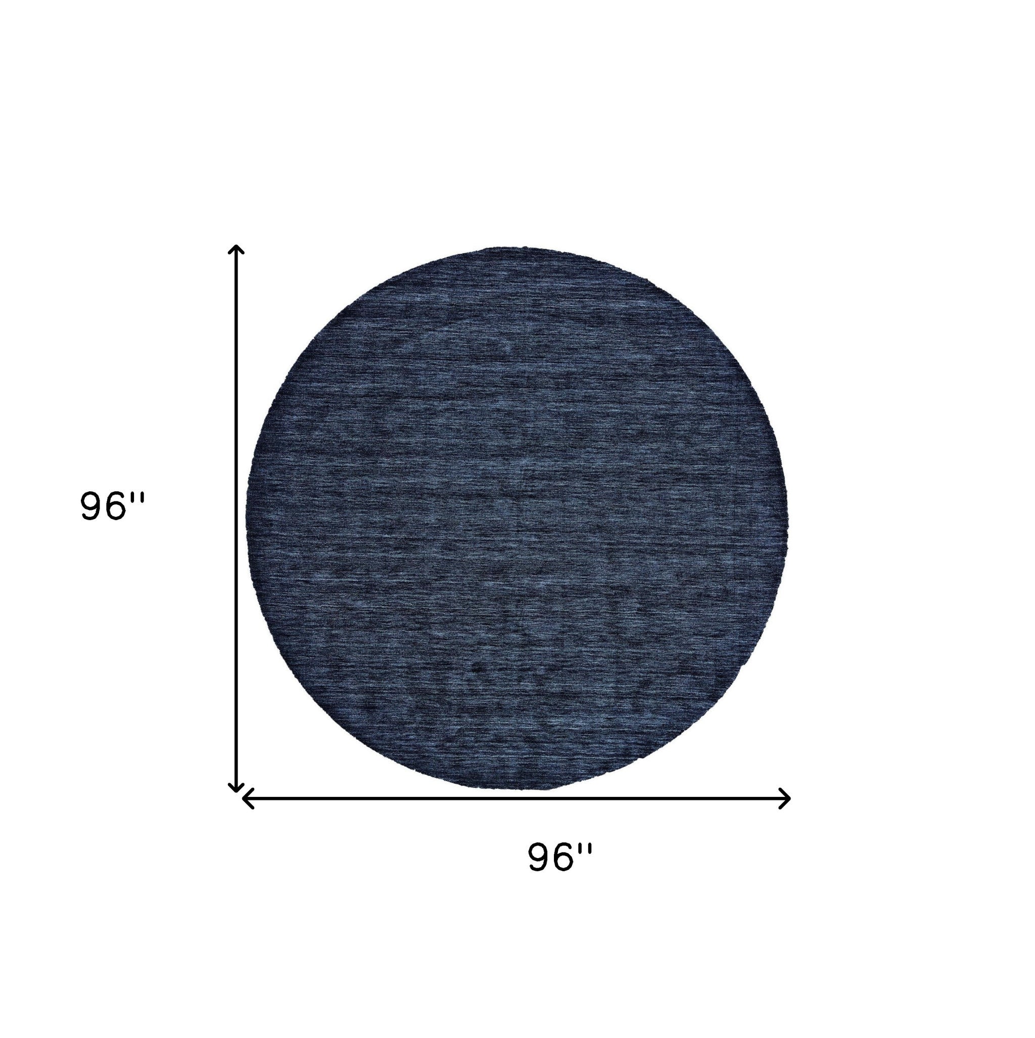 8' Blue Round Wool Hand Woven Stain Resistant Area Rug