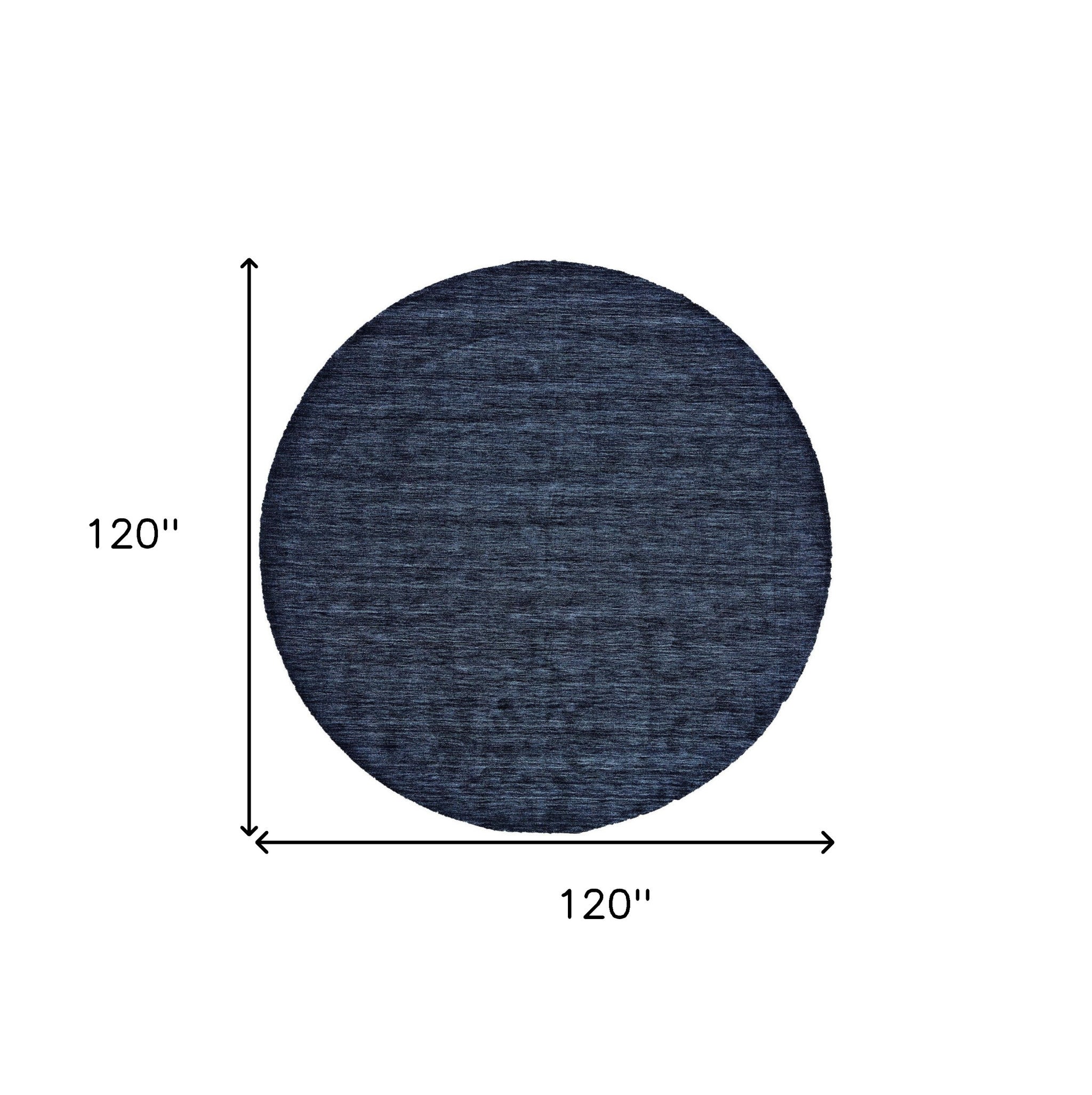 10' Blue Round Wool Hand Woven Stain Resistant Area Rug