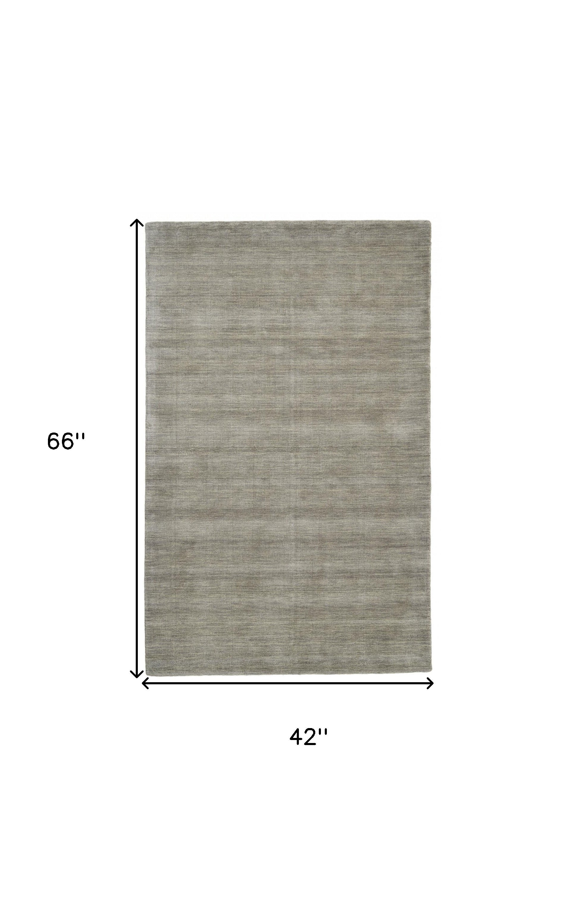 4' X 6' Gray And Ivory Wool Hand Woven Stain Resistant Area Rug