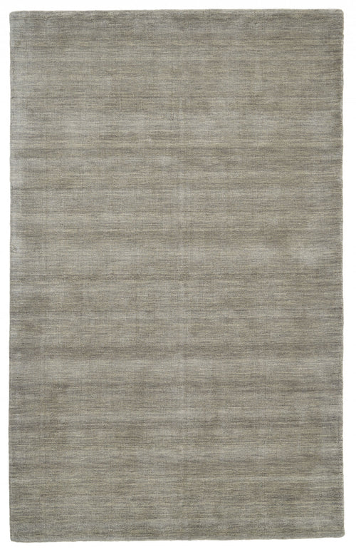 8' X 11' Gray And Ivory Wool Hand Woven Stain Resistant Area Rug