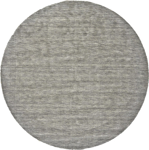 8' Gray And Ivory Round Wool Hand Woven Stain Resistant Area Rug