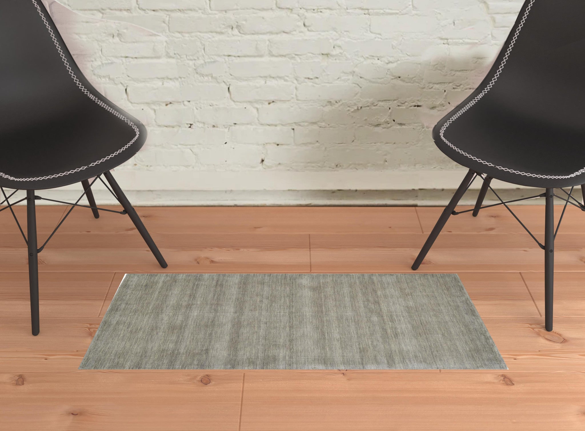 2' X 3' Gray And Ivory Wool Hand Woven Stain Resistant Area Rug