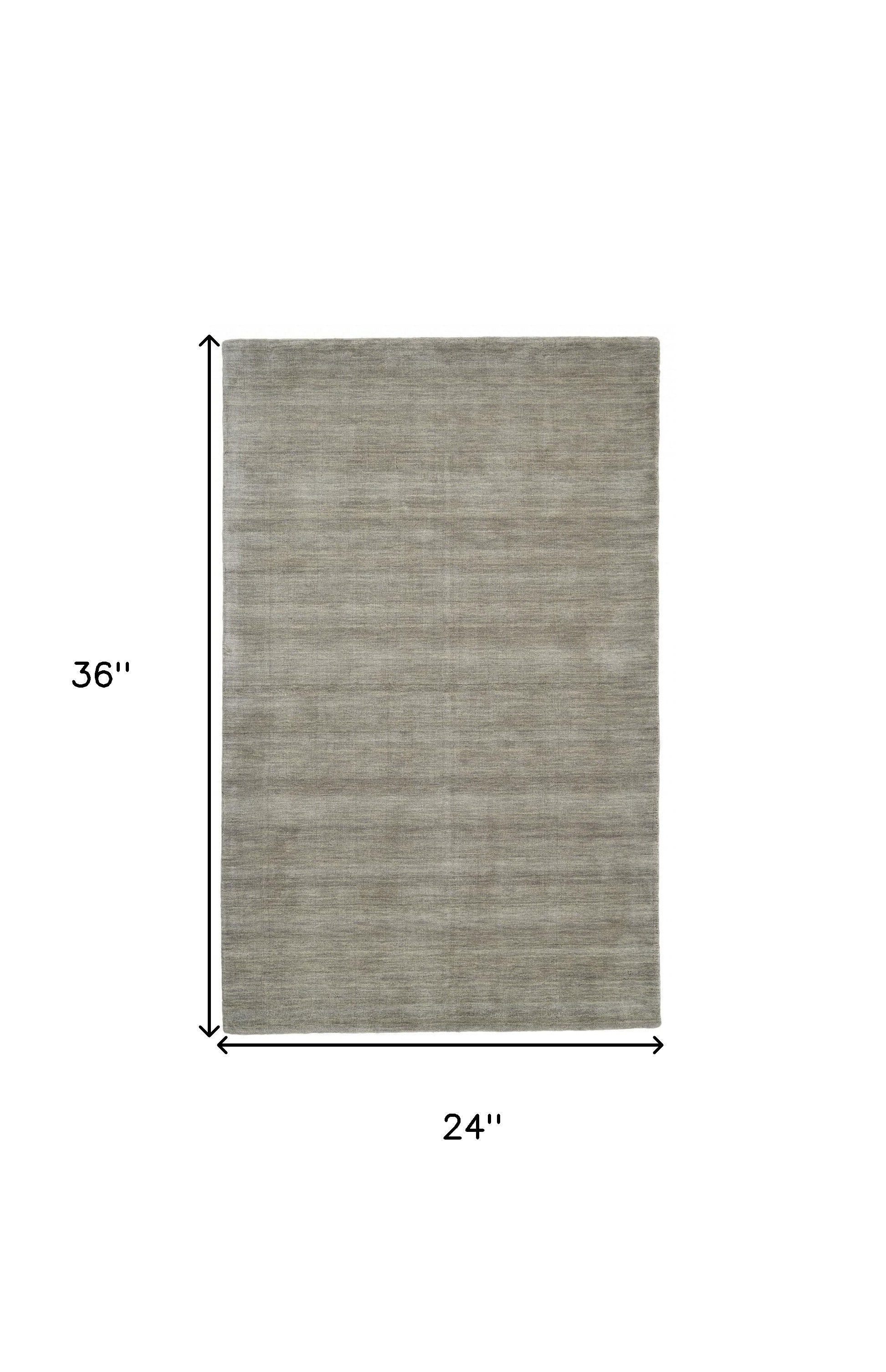 2' X 3' Gray And Ivory Wool Hand Woven Stain Resistant Area Rug