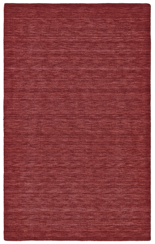 8' X 11' Red Wool Hand Woven Stain Resistant Area Rug