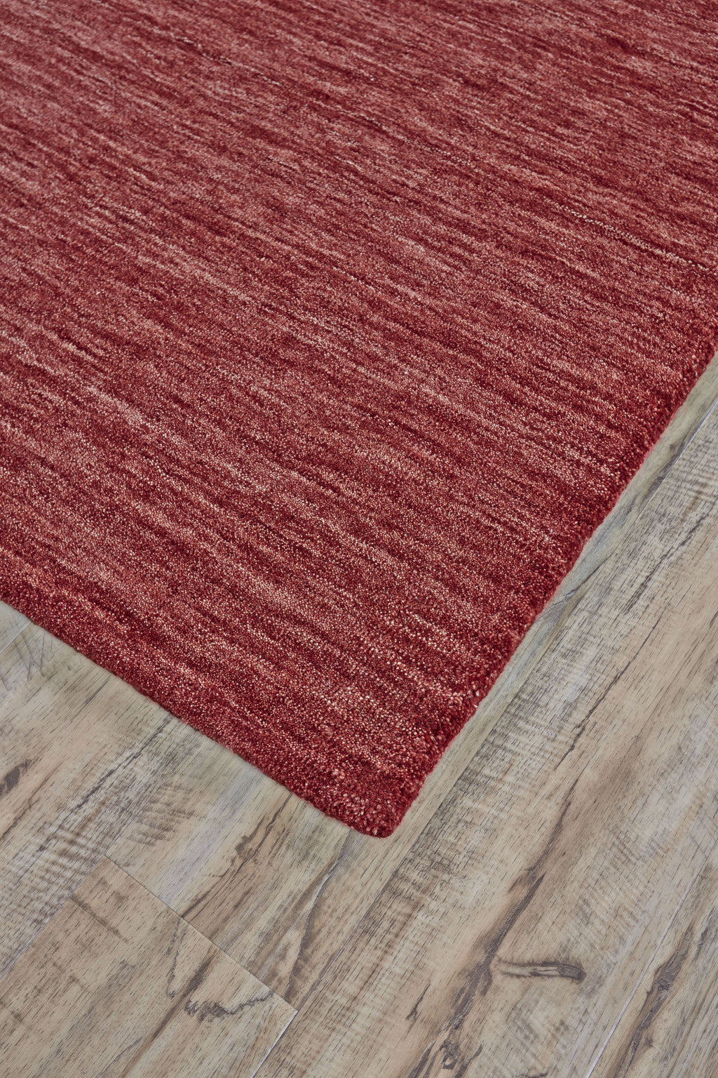 8' X 11' Red Wool Hand Woven Stain Resistant Area Rug