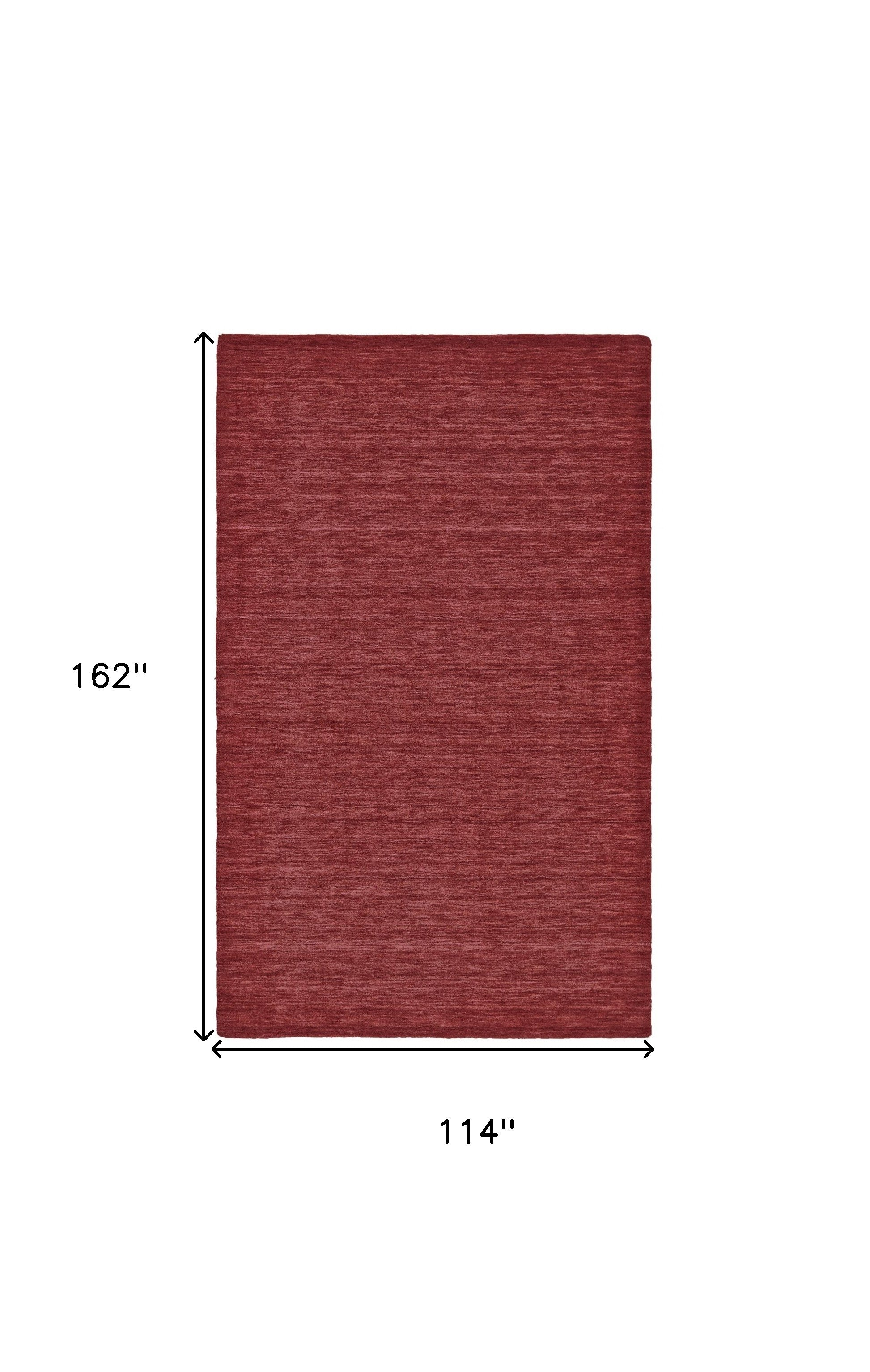 10' X 13' Red Wool Hand Woven Stain Resistant Area Rug