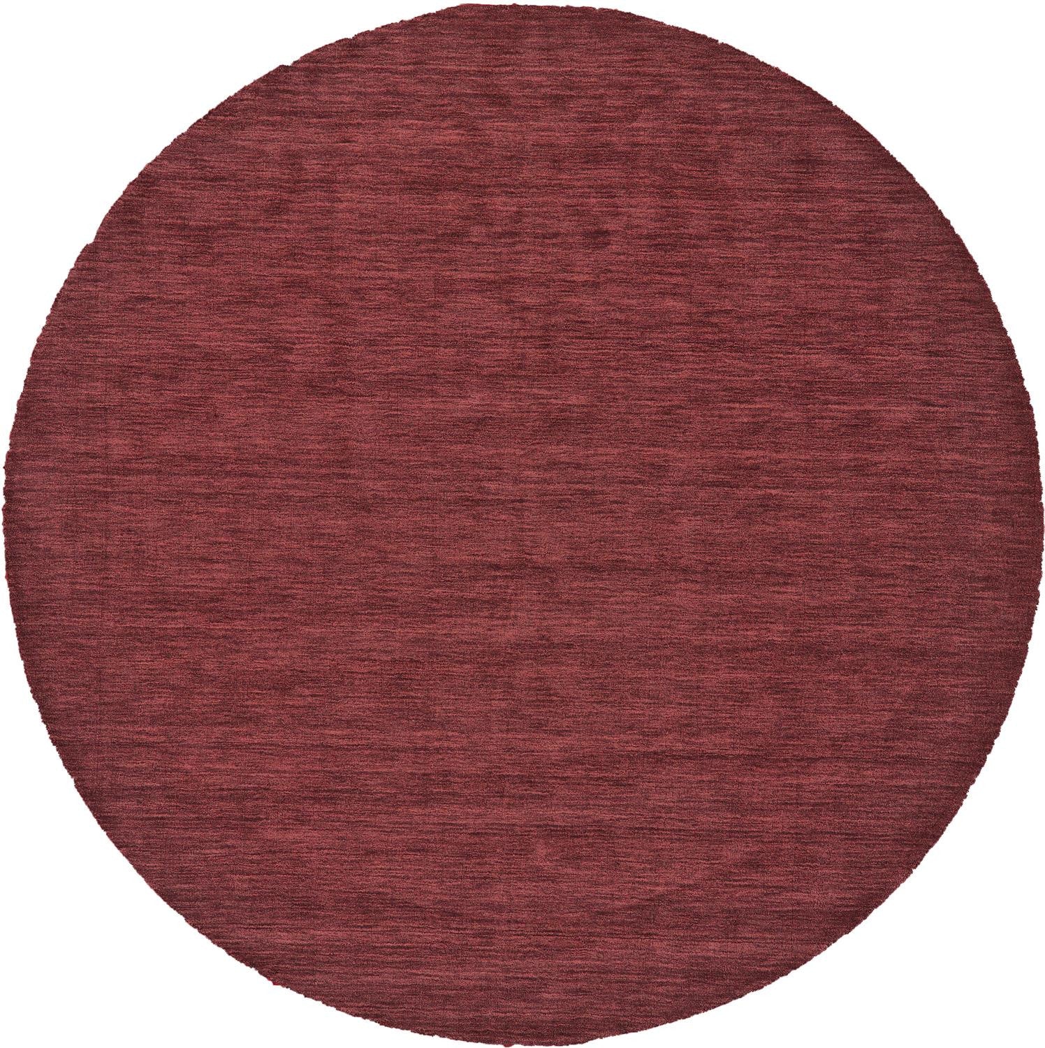 8' Red Round Wool Hand Woven Stain Resistant Area Rug