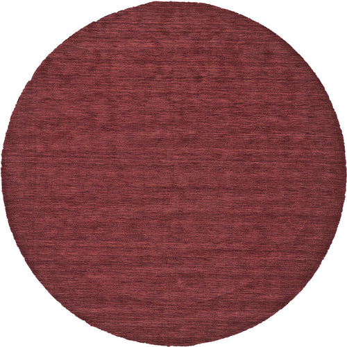 8' Red Round Wool Hand Woven Stain Resistant Area Rug