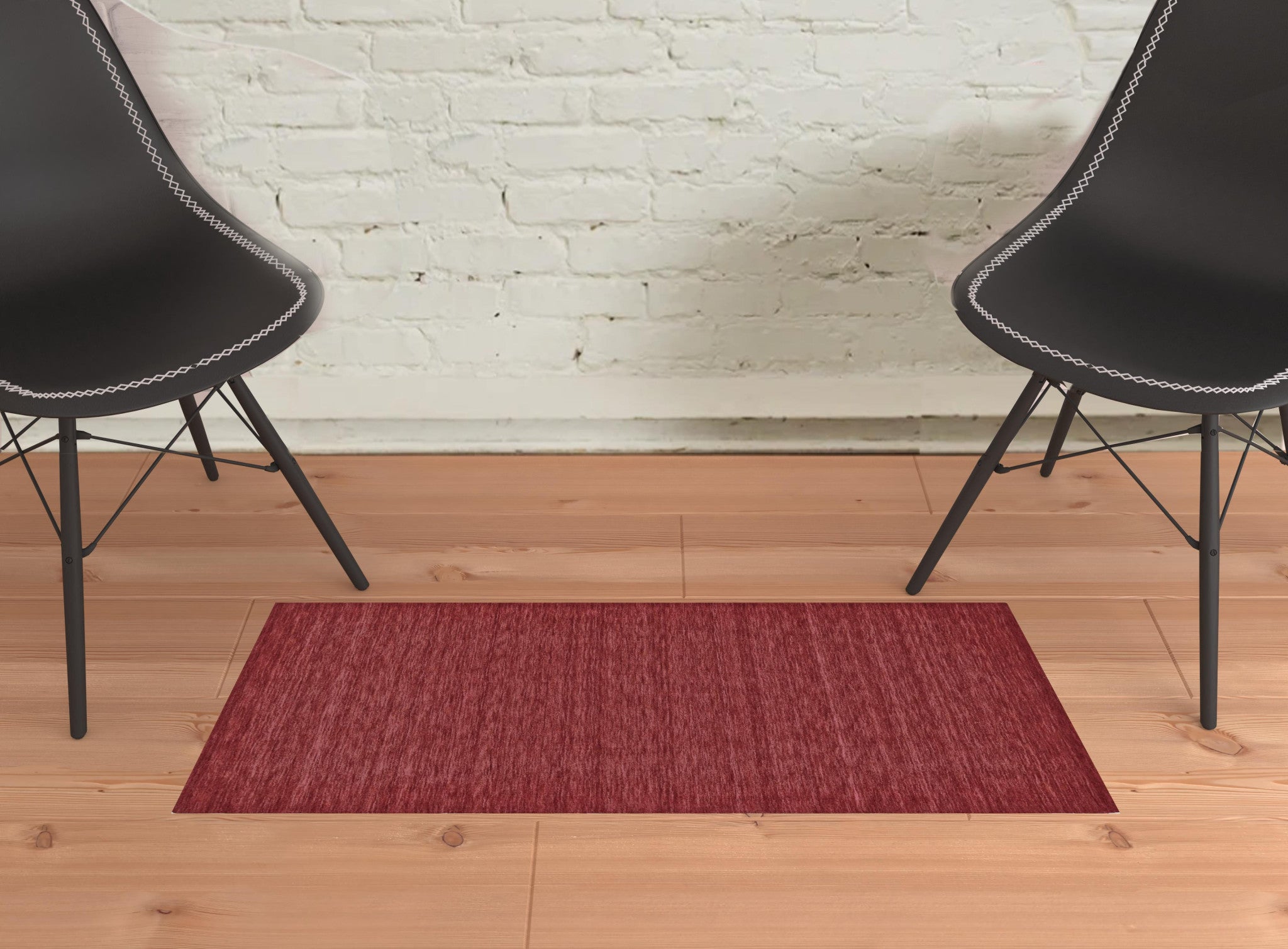 2' X 3' Red Wool Hand Woven Stain Resistant Area Rug