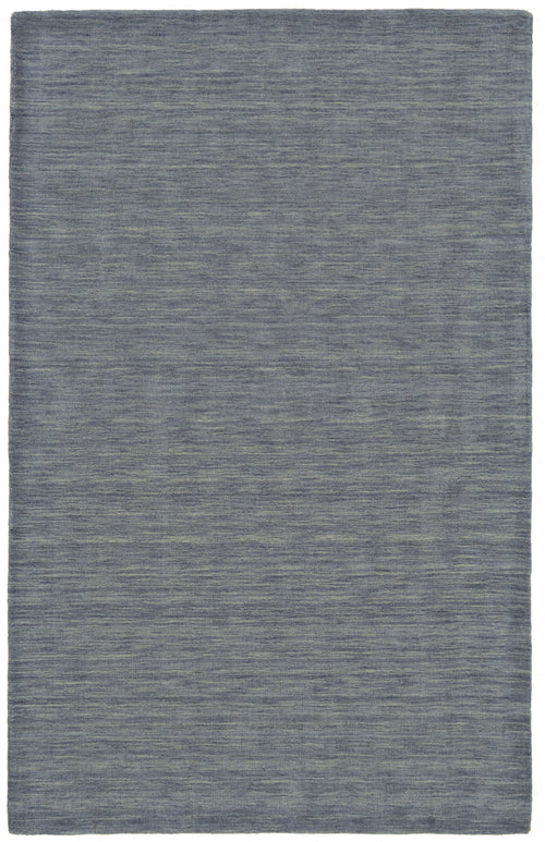 4' X 6' Gray And Blue Wool Hand Woven Stain Resistant Area Rug