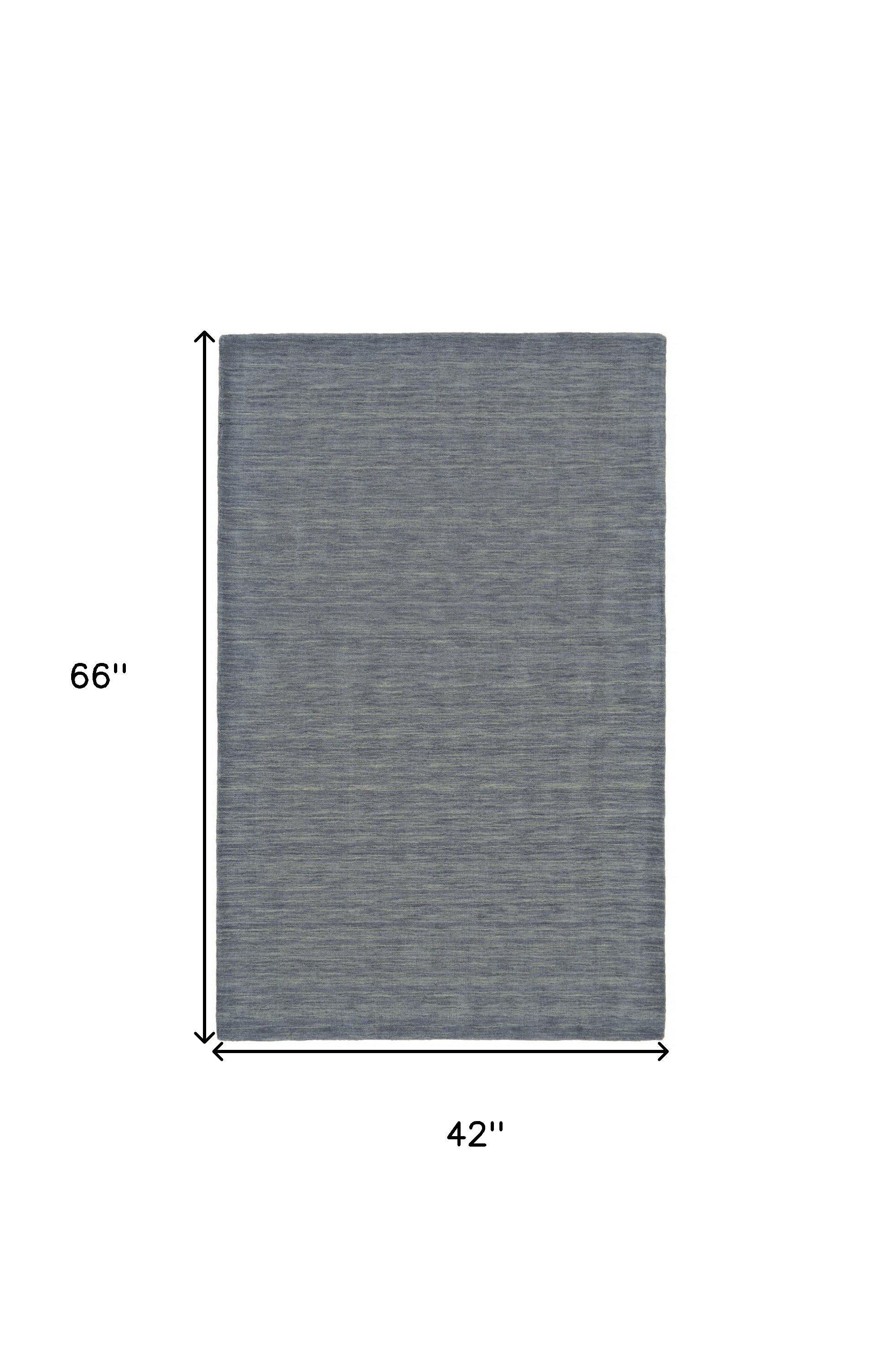 4' X 6' Gray And Blue Wool Hand Woven Stain Resistant Area Rug