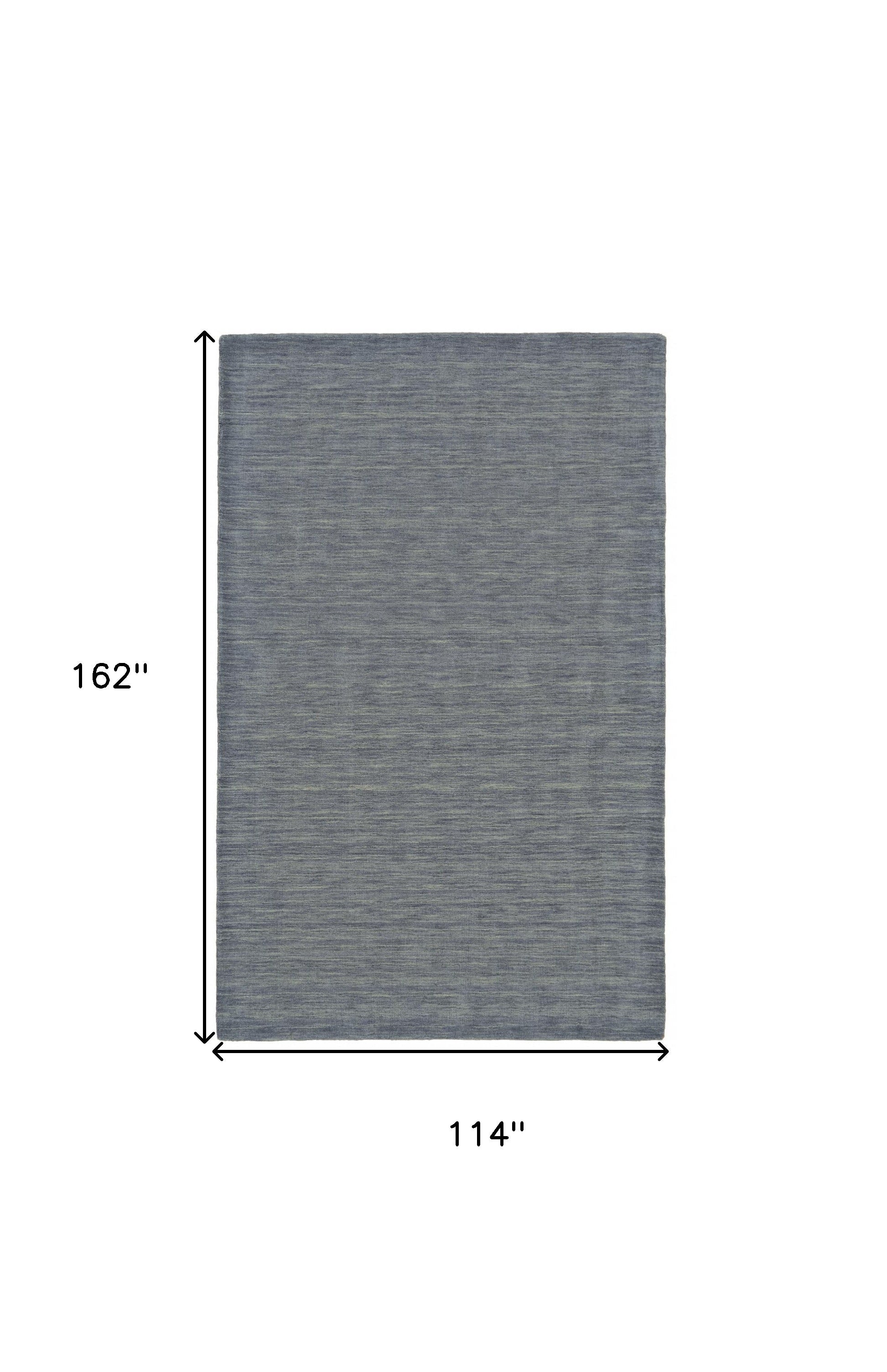 10' X 13' Gray And Blue Wool Hand Woven Stain Resistant Area Rug