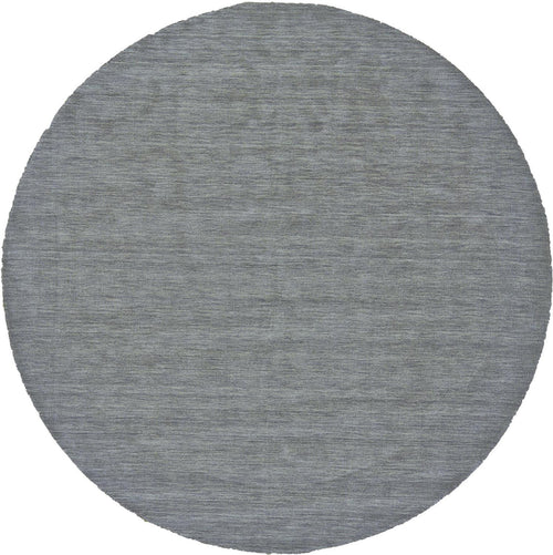 10' Gray And Blue Round Wool Hand Woven Stain Resistant Area Rug