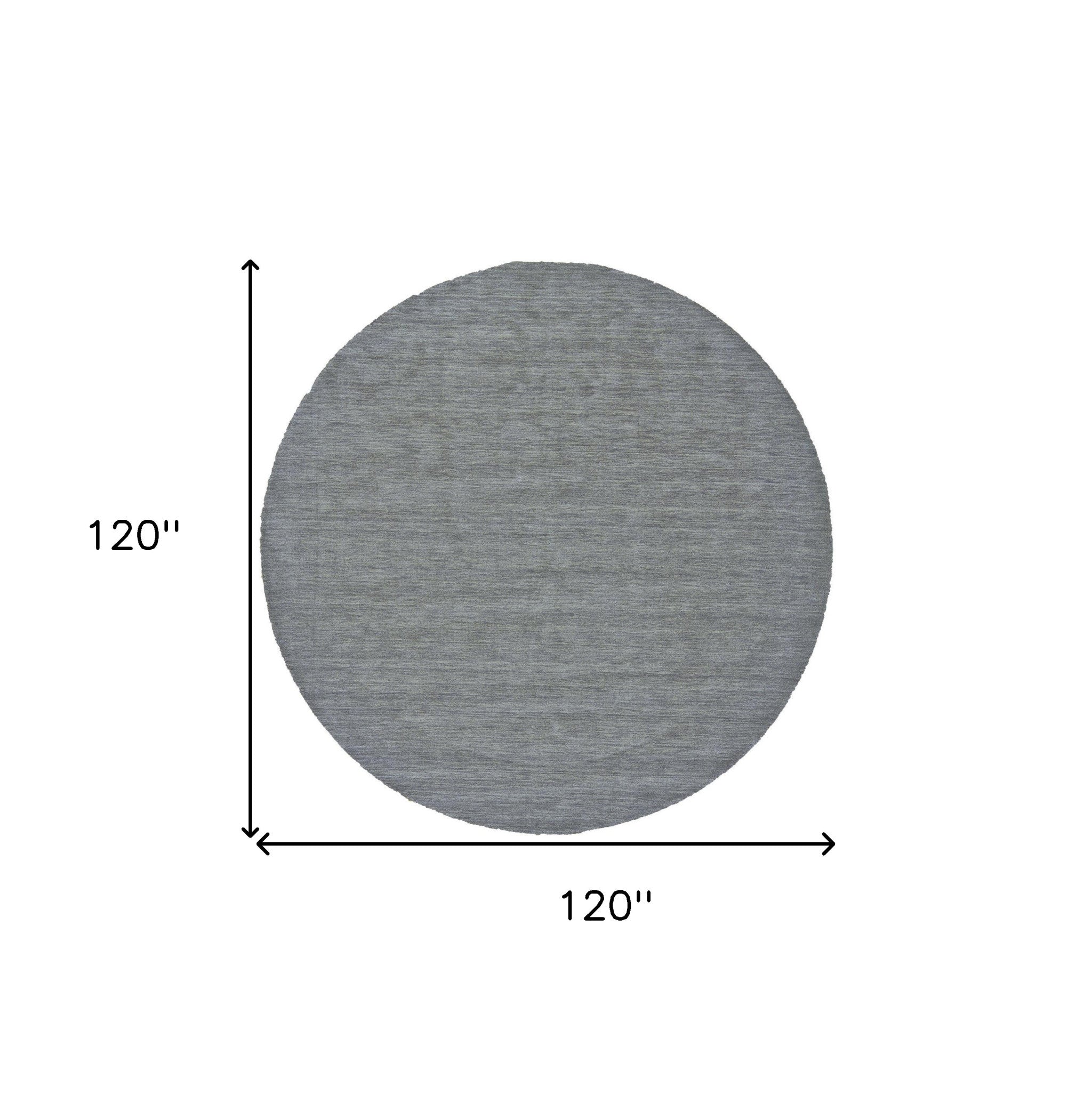 10' Gray And Blue Round Wool Hand Woven Stain Resistant Area Rug