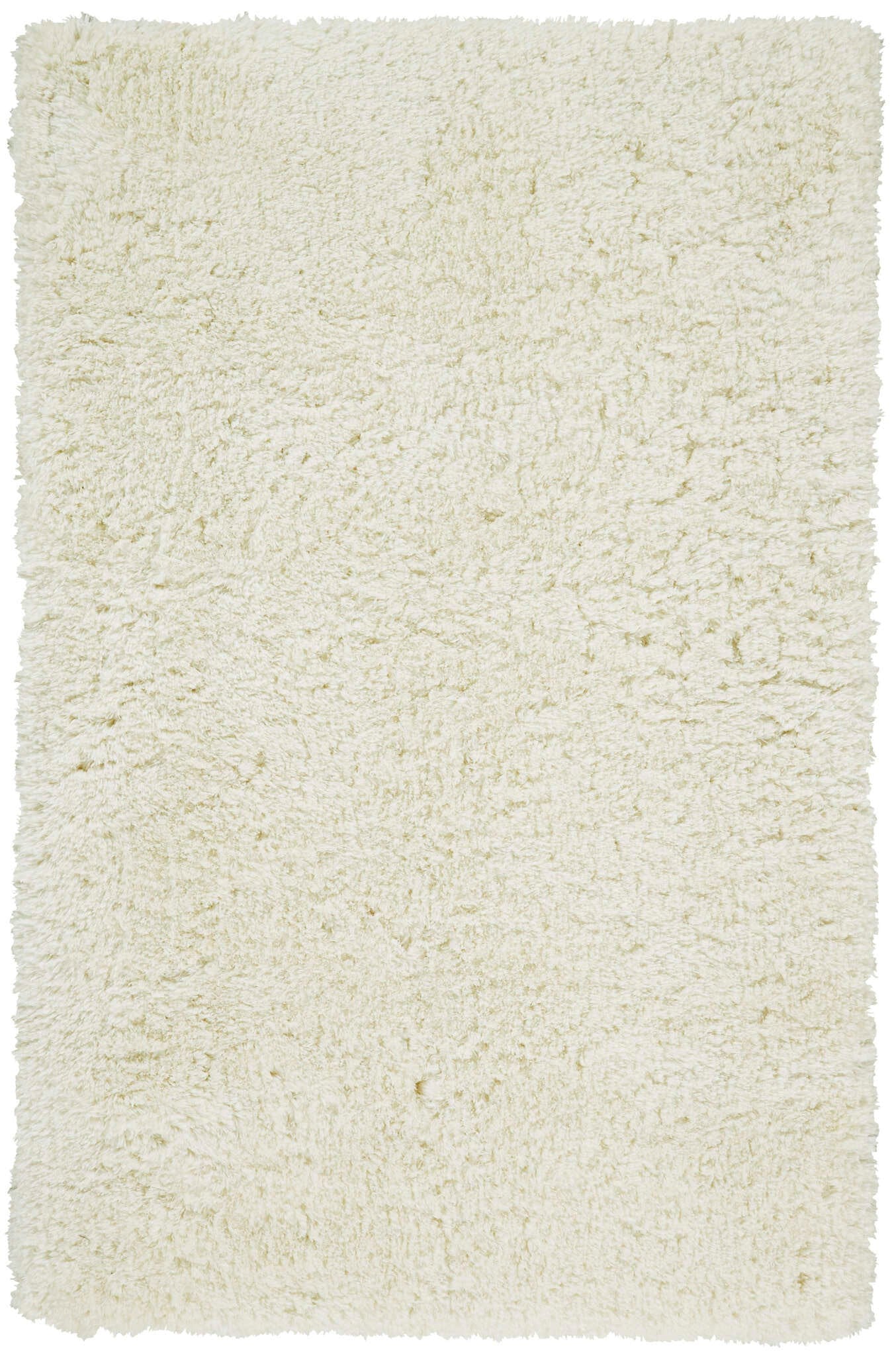 10' X 13' Ivory And White Shag Tufted Handmade Stain Resistant Area Rug